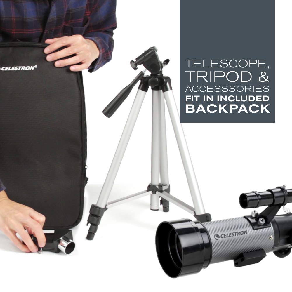 Celestron - 70mm Travel Scope DX - Portable Refractor Telescope - Fully-Coated Glass Optics - Ideal Telescope for Beginners - Bonus Astronomy Software Package - Digiscoping Smartphone Adapter