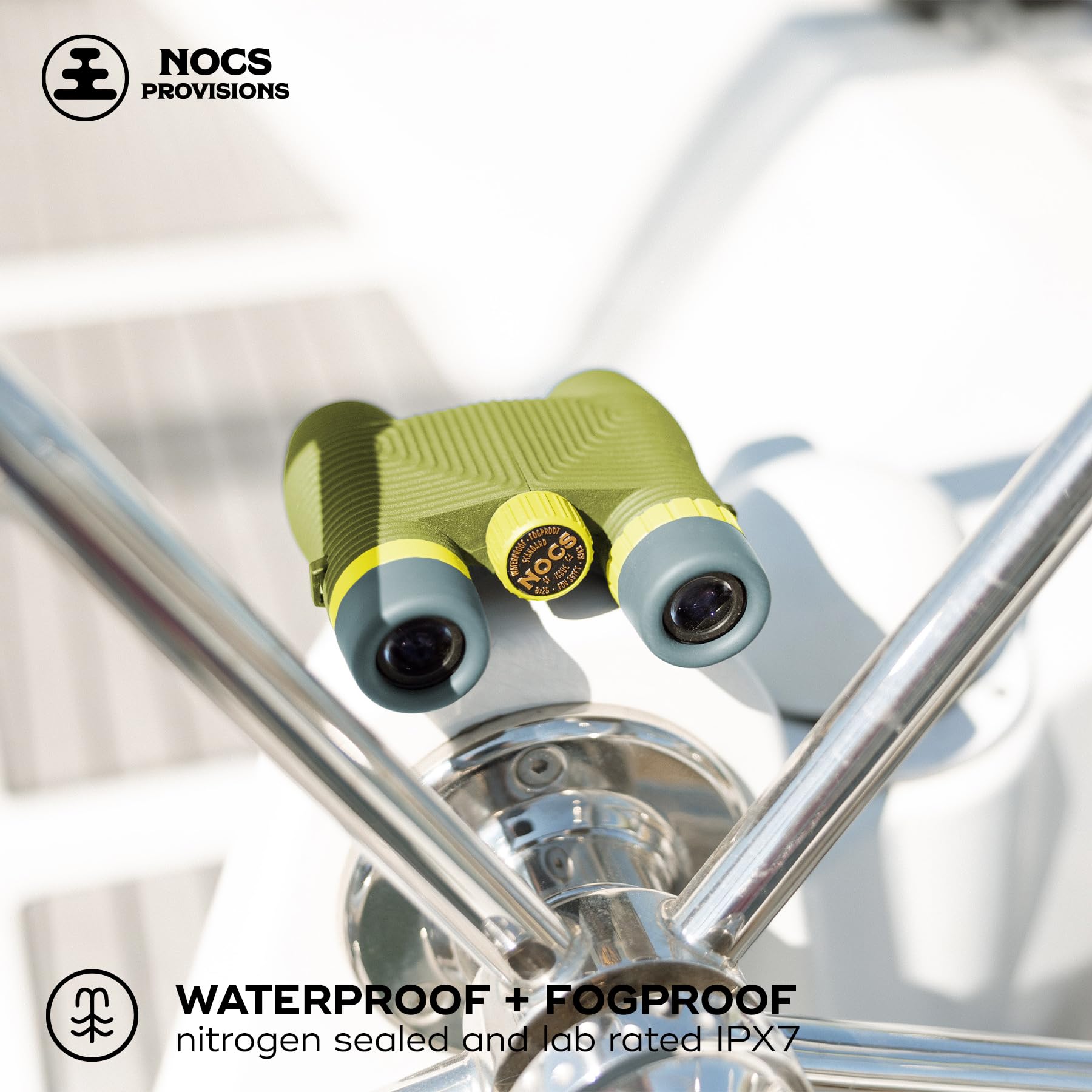 Nocs Provisions Standard Issue 8x25 Waterproof Binoculars | Lightweight, Compact, 8X Magnification, Wide View, Multi-Coated Lenses for Bird Watching, Hiking, and Outdoor Activities - Canary (Yellow)