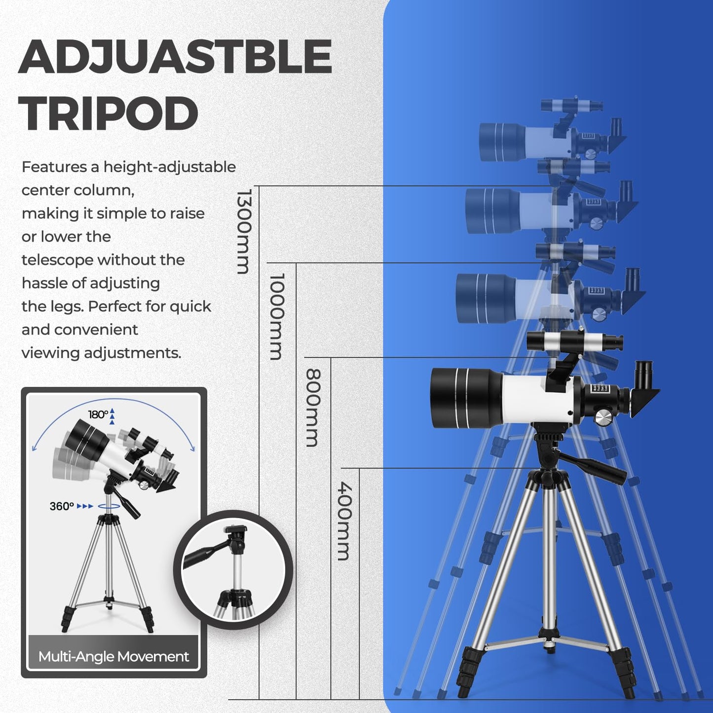 ESAKO Telescope for Adults &amp; Beginners, Astronomical Portable 80mm Aperture Telescope with Phone Adapter, Wireless Remote &amp; Carry Bag