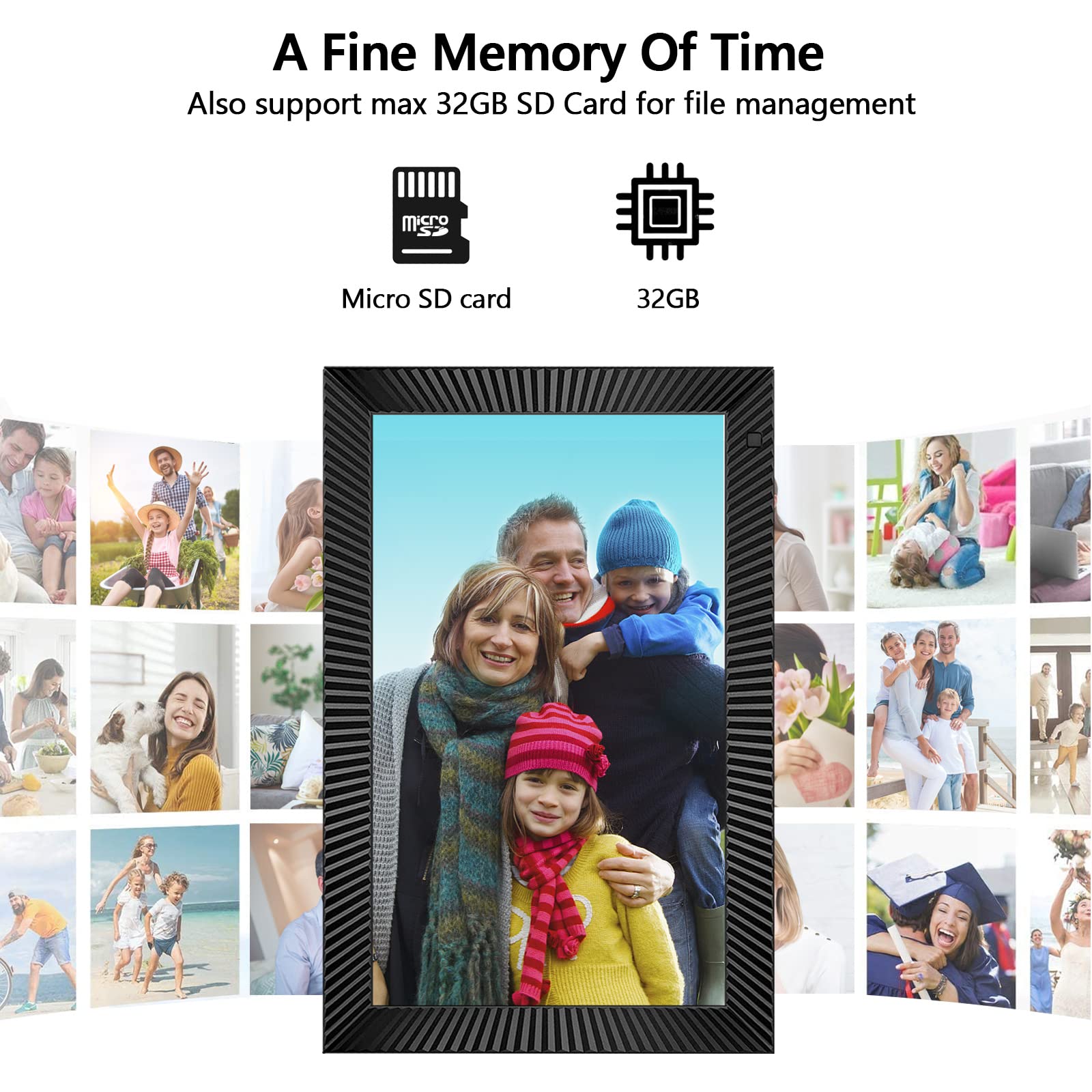 FRAMEO Digital Photo Frame WiFi 32GB 10.1 Inch 1280x800 IPS Touch Screen Digital Picture Frame Easy Setup Share Photo or Video via Frameo APP