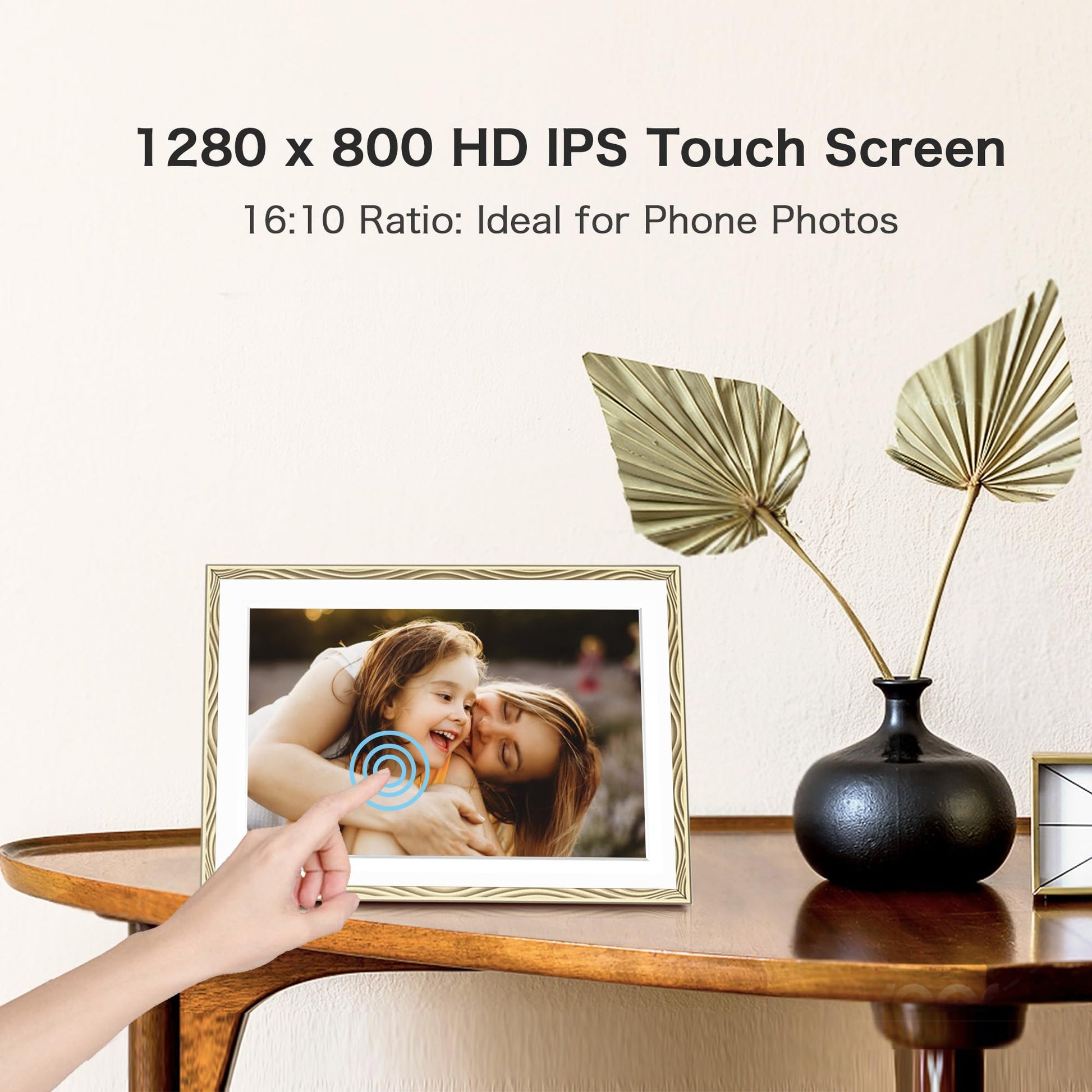 Digital Picture Frame, 10.1'' Frameo Digital WiFi, 32GB Memory, 1280 * 800 HD Touch Screen Electronic Photo Frame, Wall Mountable, Auto-Rotate, Share Instantly, Wedding, Birthday Gifts for Women, Mom