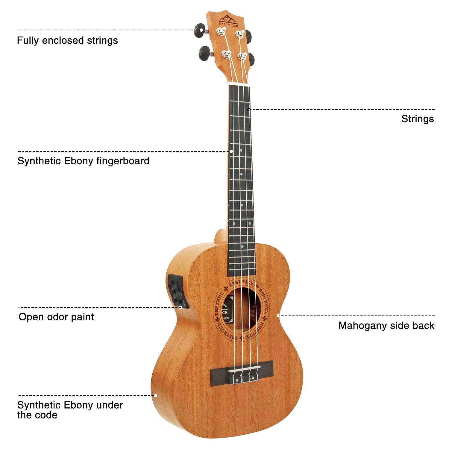 EASTROCK Concert Ukulele Mahogany Beginner 23 inch Ukelele Big Package Kit. Ukulele Ukalalee Suitable for adults, Beginners. (23-Mahogany)