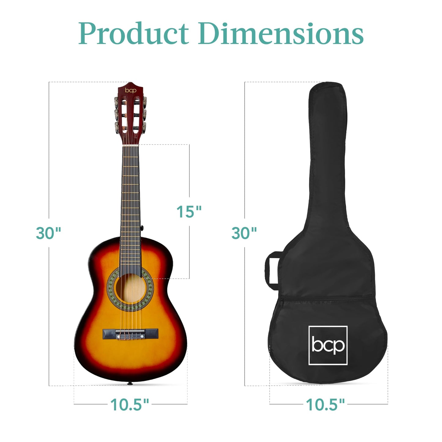 Best Choice Products 30in Kids Acoustic Guitar, All-in-One Beginner Starter Kit w/Strap, Case, Extra Strings, Rosette Inlay - Black