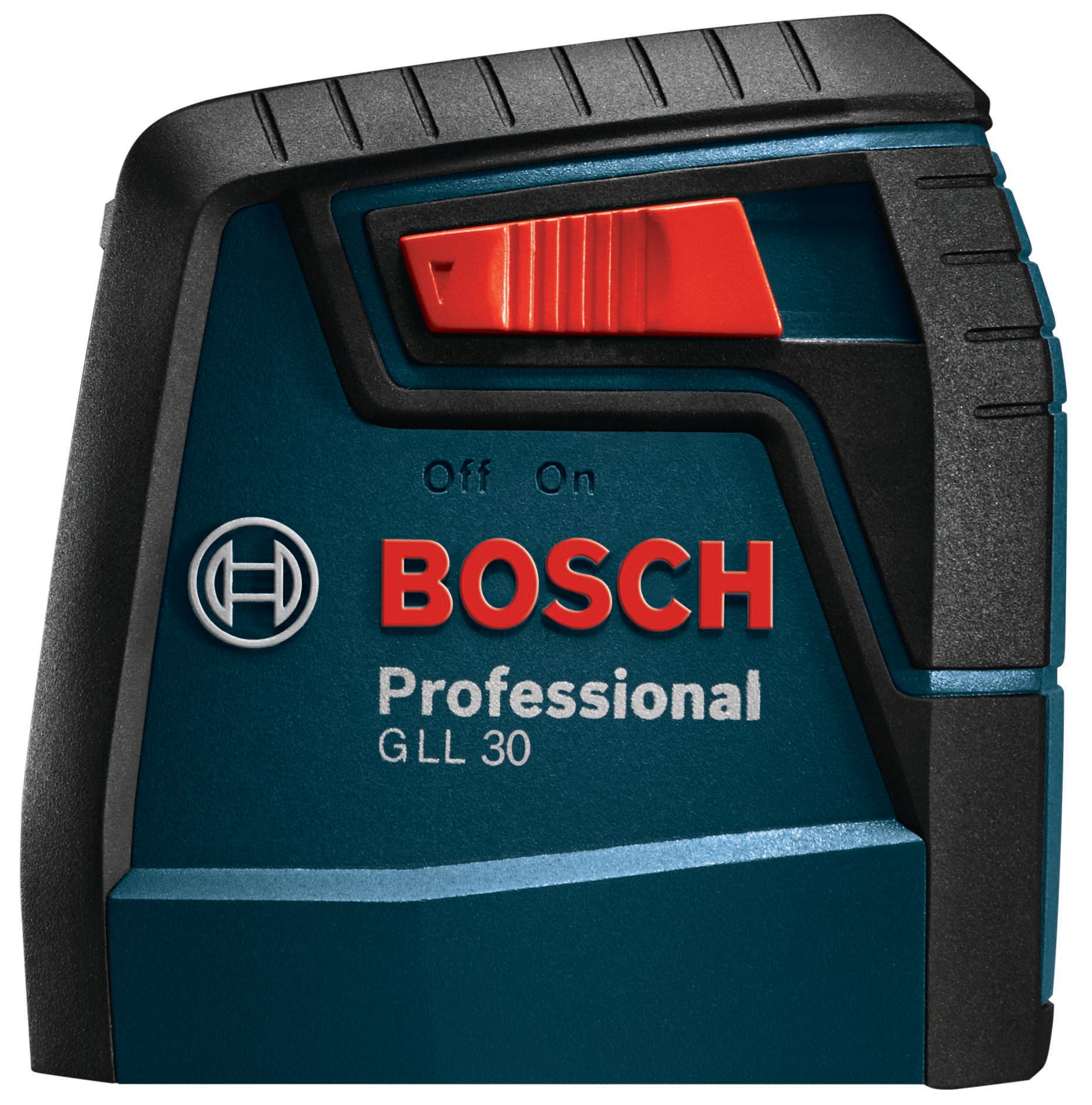 BOSCH GLL 30 30 FT Self-Leveling Cross-Line Laser, Includes 2 AA Batteries &amp; Flexible Mounting Device