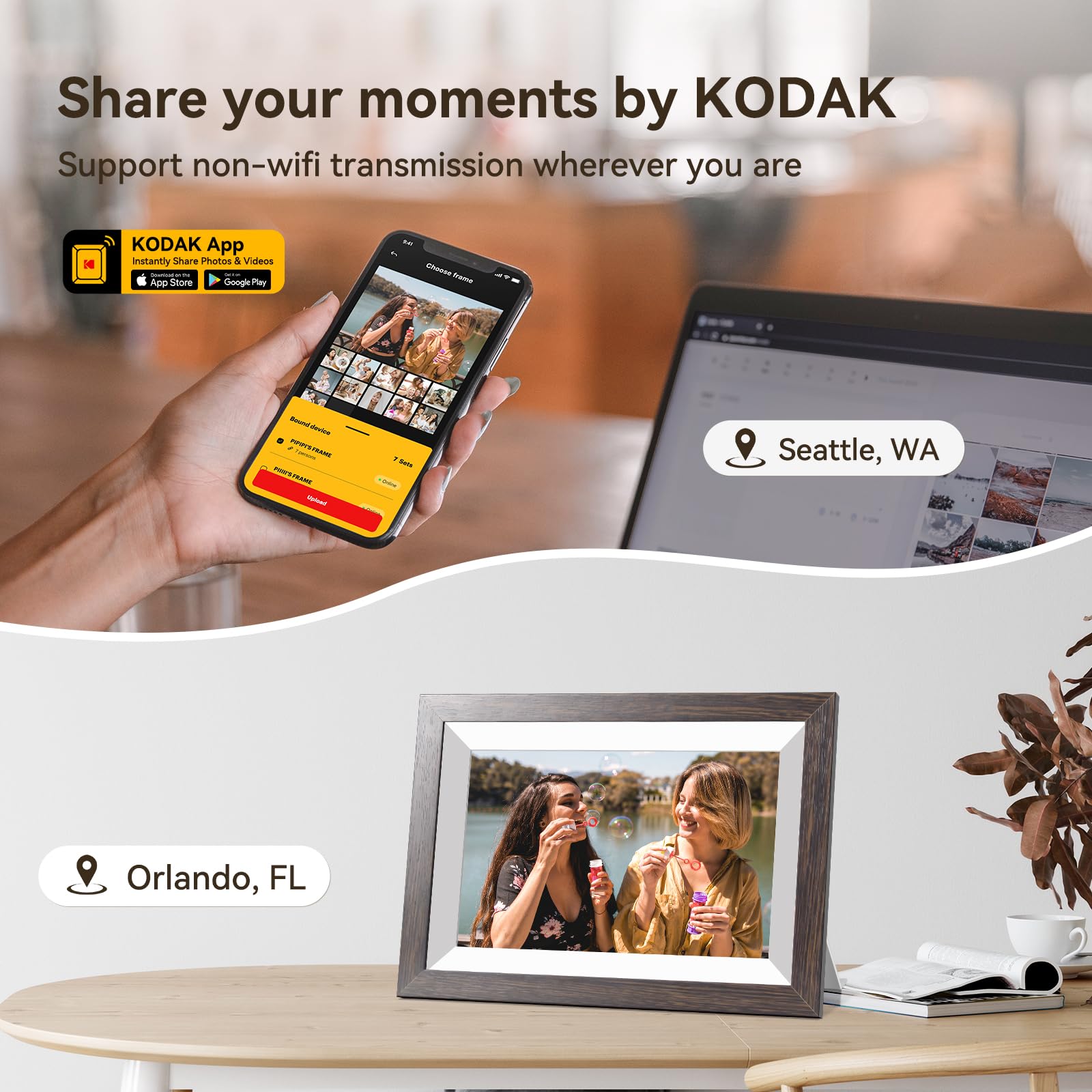 KODAK 10.1 Inch WiFi Digital Picture Frame with 32GB Storage, Electronic Smart Digital Photo Frame 1280x800 IPS Touch Screen, Auto-Rotate, Share Moments Instantly Gifts for Women Mothers Day Christmas