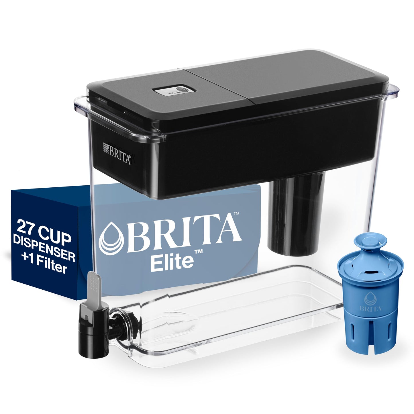 Brita UltraMax Elite Water Filter Dispenser, Removes 99% of Lead, Includes 1 Filter, 27-Cup, Black