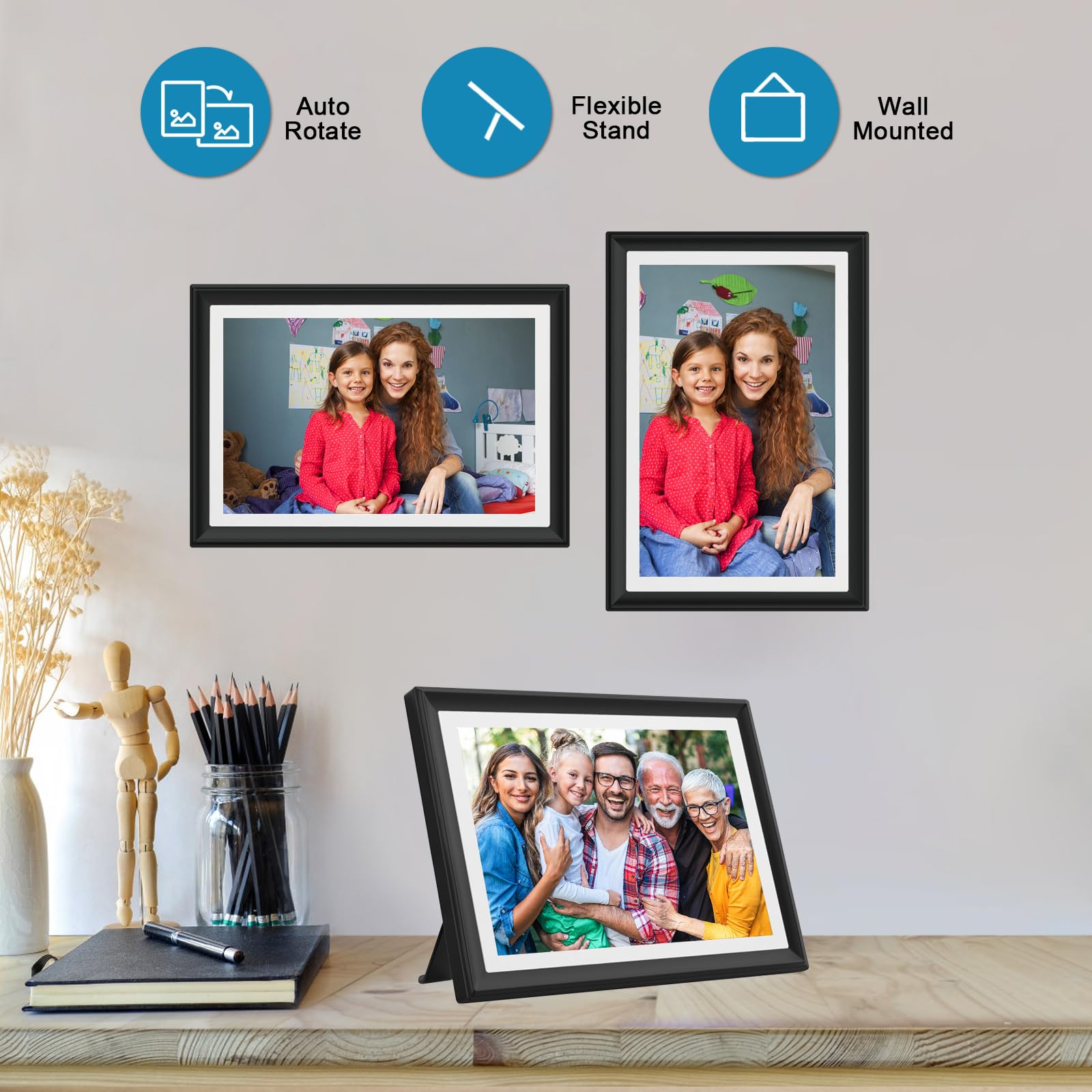 FRAMEO Digital Photo Frame WiFi 32GB 10.1 Inch 1280x800 IPS Touch Screen Digital Picture Frame Easy Setup Share Photo or Video via Frameo APP