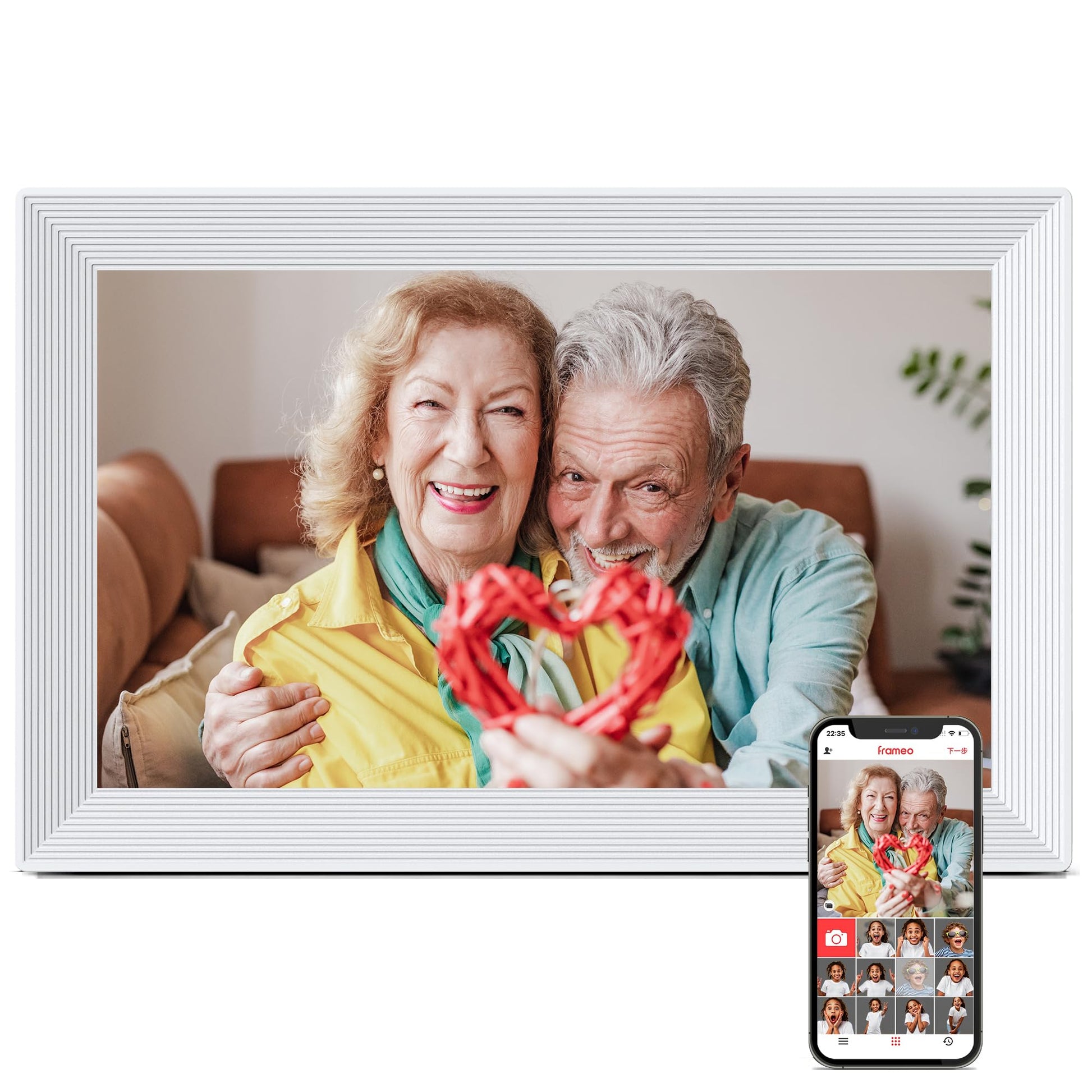 Digital Picture Frame WiFi, 10.1 Inch Frameo Digital Photo Frame 32GB Memory, 1280 * 800 Touch Screen, Auto-Rotate, Share Pictures Videos Instantly, Wedding, Birthday, Gift for Mom, Dad, Grandparents