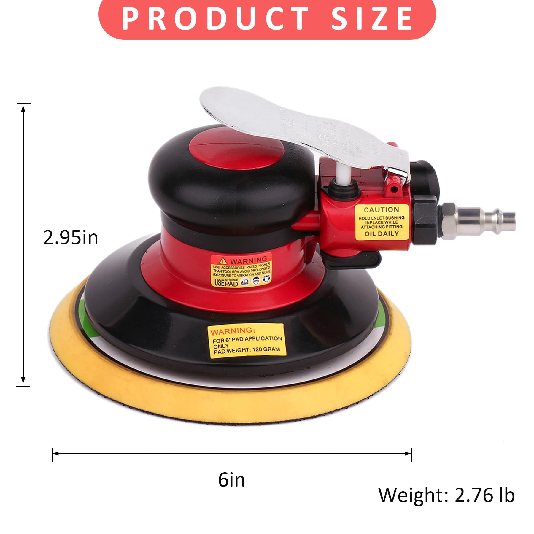 Professional Air Random Orbital Palm Sander, Dual Action Pneumatic Sander, Low Vibration, Heavy Duty