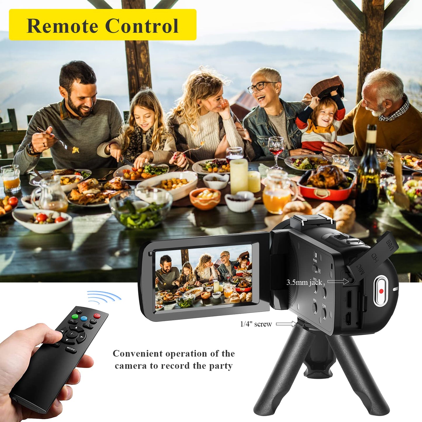 Video Camera, Full HD 1080P 30MP Camcorder, Vlogging Camera for YouTube with Infrared Night Vision, 18X Digital Zoom 3.0“ LCD Screen Digital Camera, Video Recorder with Remote Control and Battery