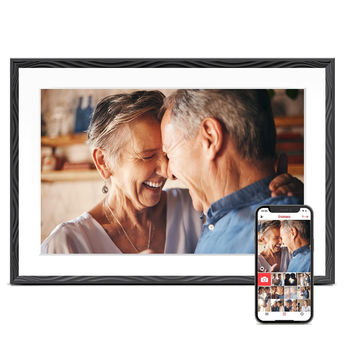 Digital Picture Frame, 10.1'' Frameo Digital WiFi, 32GB Memory, 1280 * 800 HD Touch Screen Electronic Photo Frame, Wall Mountable, Auto-Rotate, Share Instantly, Wedding, Birthday Gifts for Women, Mom