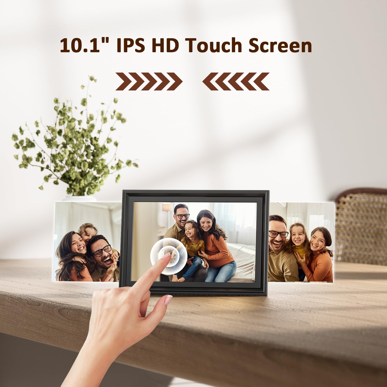 10.1 Inch WiFi Digital Picture Frame, 1280x800HD IPS Touch Screen Digital Photo Frame Electronic,16GB Memory, Auto-Rotate, Wall Mountable, Share Photos/Videos Instantly via Uhale App from Anywhere