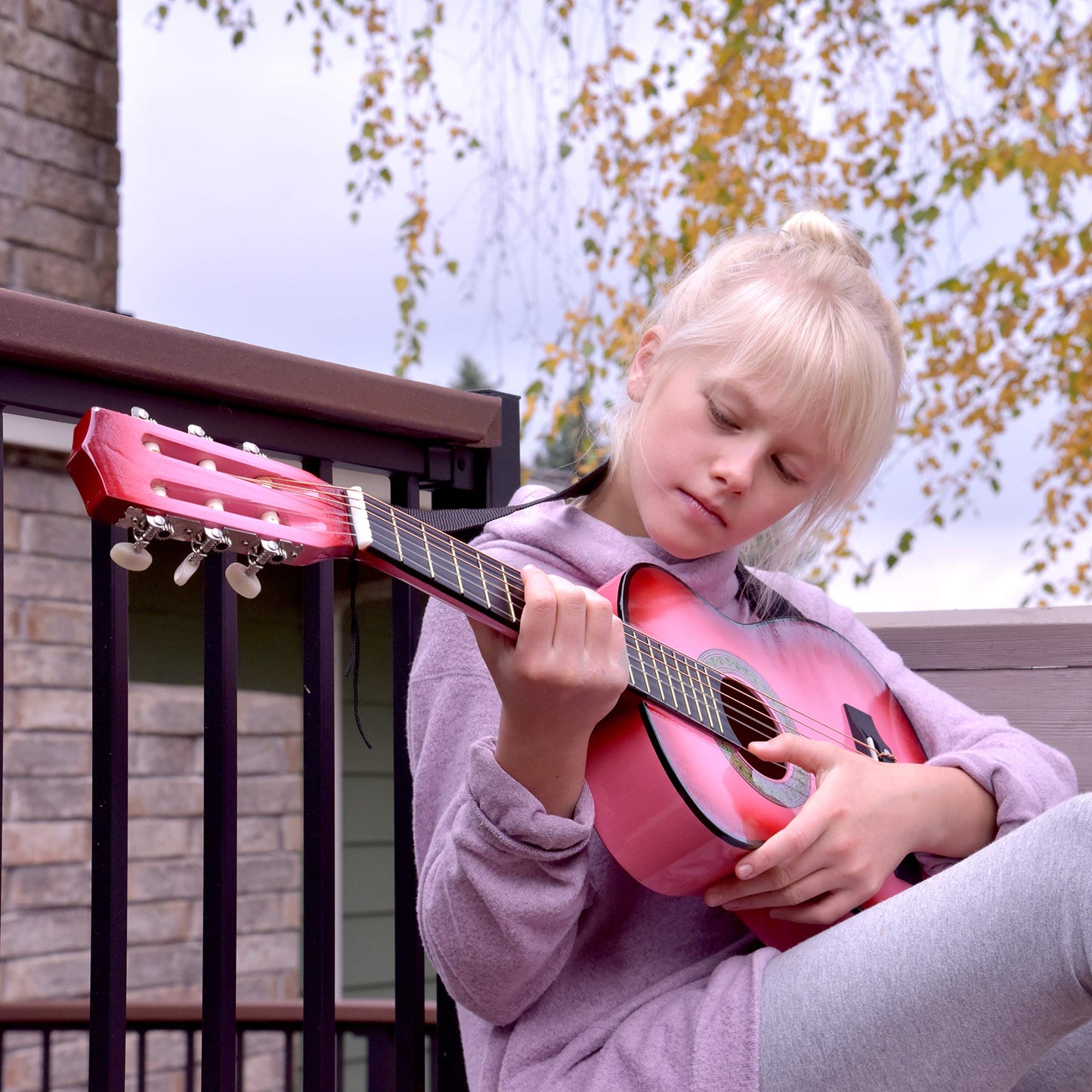 30" Left Handed Wood Guitar with Case and Accessories for Kids/Girls/Boys/Teens/Beginners (30", Black)