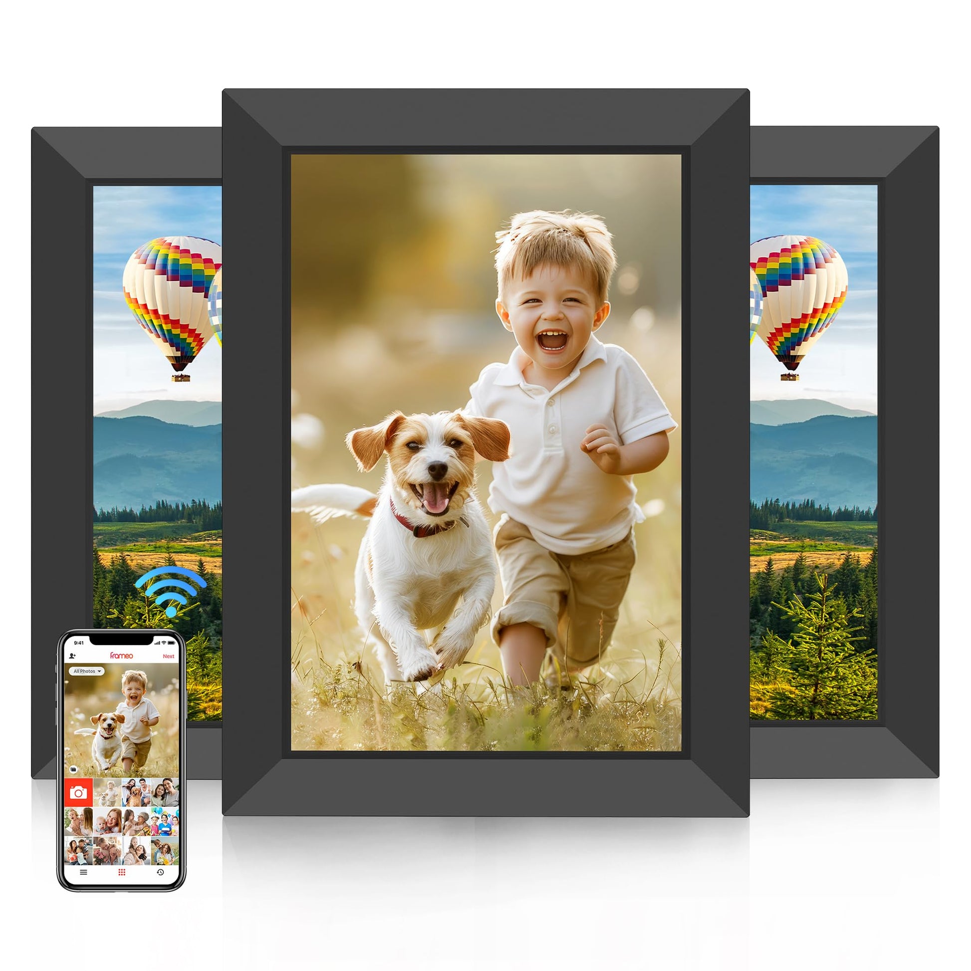 Frameo 10.1 Inch Digital Picture Frame, Smart WiFi Electronic Photo Frame with HD IPS Touch Screen Slideshow Display 32GB Memory Auto-Rotate Wall Mount, Share Photos/Videos from Phone by Frameo App