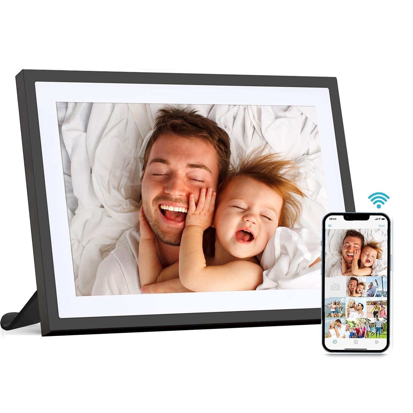 Digital Picture Frame 10.1 Inch WiFi Digital Photo Frame,1280 * 800 HD IPS Touch Screen Smart Cloud Photo Frame, to Share Photos Or Videos Remotely Via APP Email (Black)