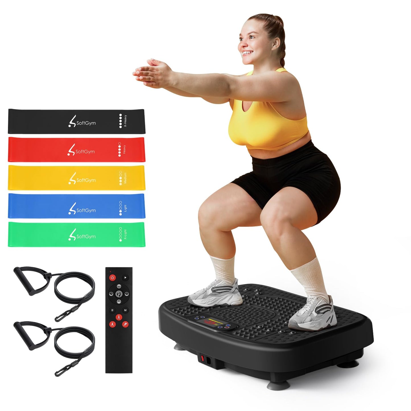 Vibration Plate Exercise Machine for Lymphatic Drainage Weight Loss,SoftGym Power Vibration Plate 300-400 Lbs Capacity Full Whole Body Workout Vibration Platform,Waver Vibration Plate for Home Fitness