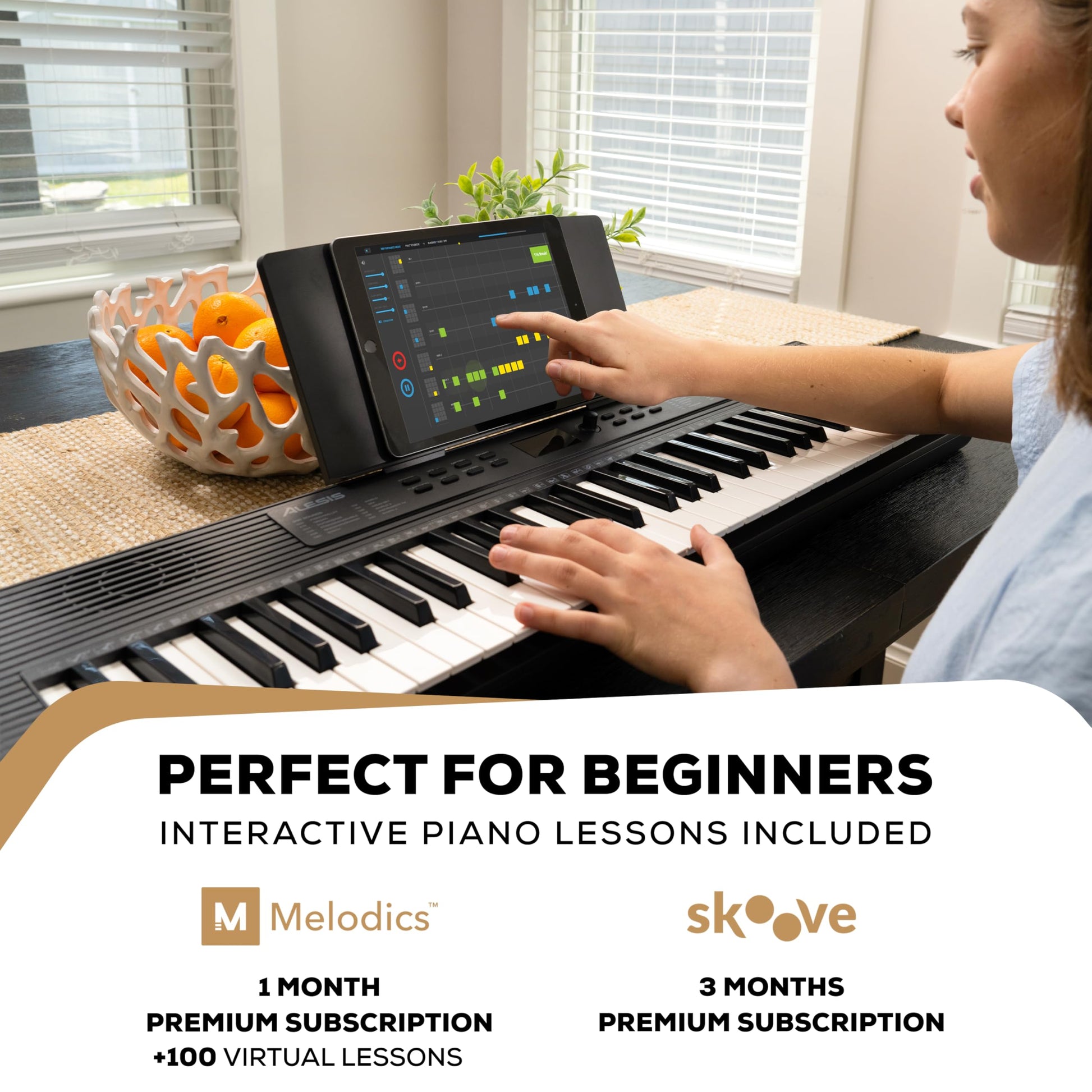 Alesis Melody 61 MK4 Keyboard Piano for Beginners with 61 Keys Speakers, Tablet/Sheet Music Stand, 300 Sounds and Music Lessons