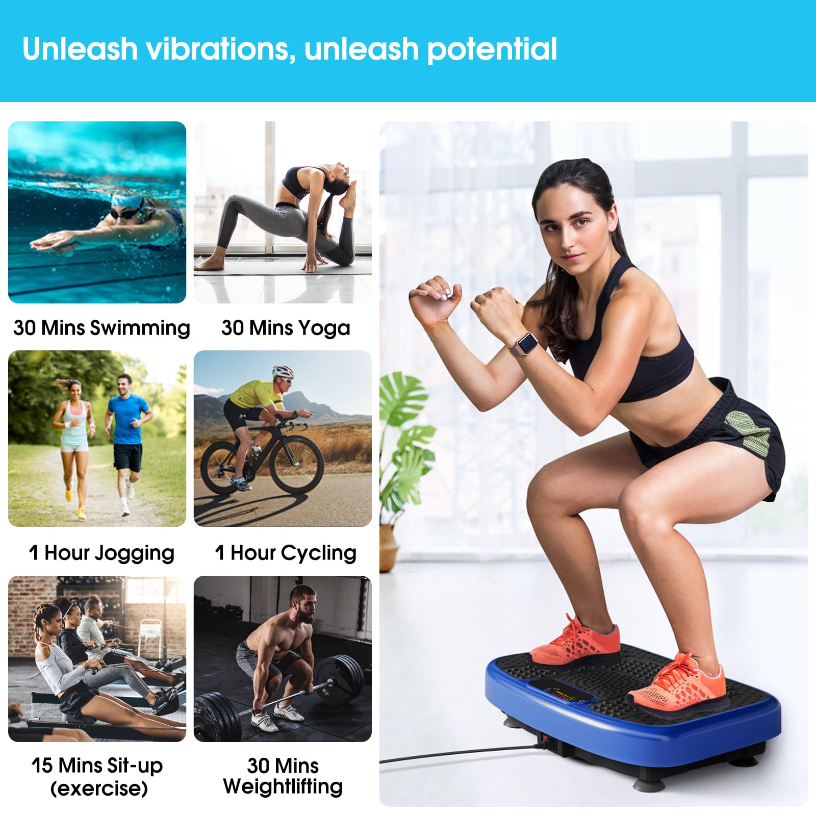 Vibration Plate Exercise Machine for Lymphatic Drainage Weight Loss,SoftGym Power Vibration Plate 300-400 Lbs Capacity Full Whole Body Workout Vibration Platform,Waver Vibration Plate for Home Fitness