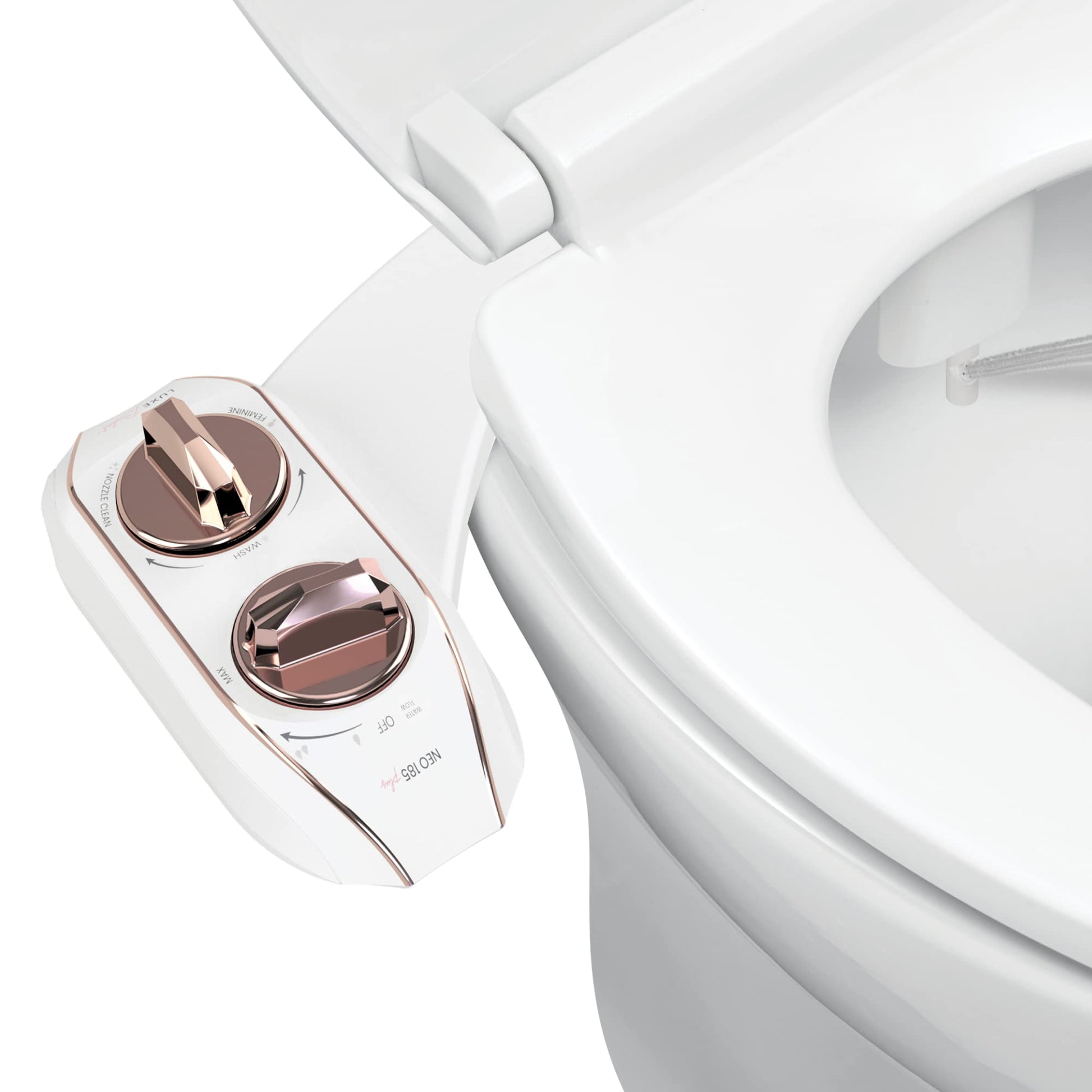 LUXE Bidet NEO 185 Plus - Patented Bidet Attachment for Toilet Seat, Innovative Hinges to Clean, Slide-in Easy Install, Advanced 360° Self-Clean, Dual Nozzles, Feminine &amp; Rear Wash (Chrome)