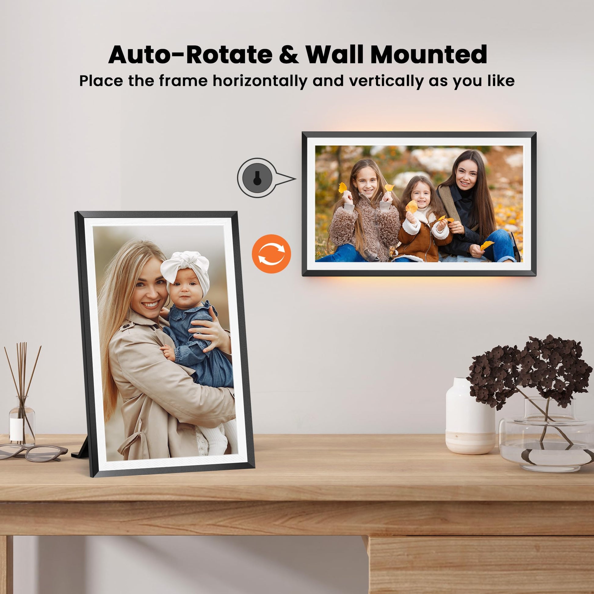 Frameo 10.1" WiFi Digital Picture Frame with 32GB Memory, 1280 x 800 IPS HD Touch Screen Electronic Photo Frame, Auto-Rotate, Slideshow, Wall Mountable, Share Photos/Video Remotely Anywhere