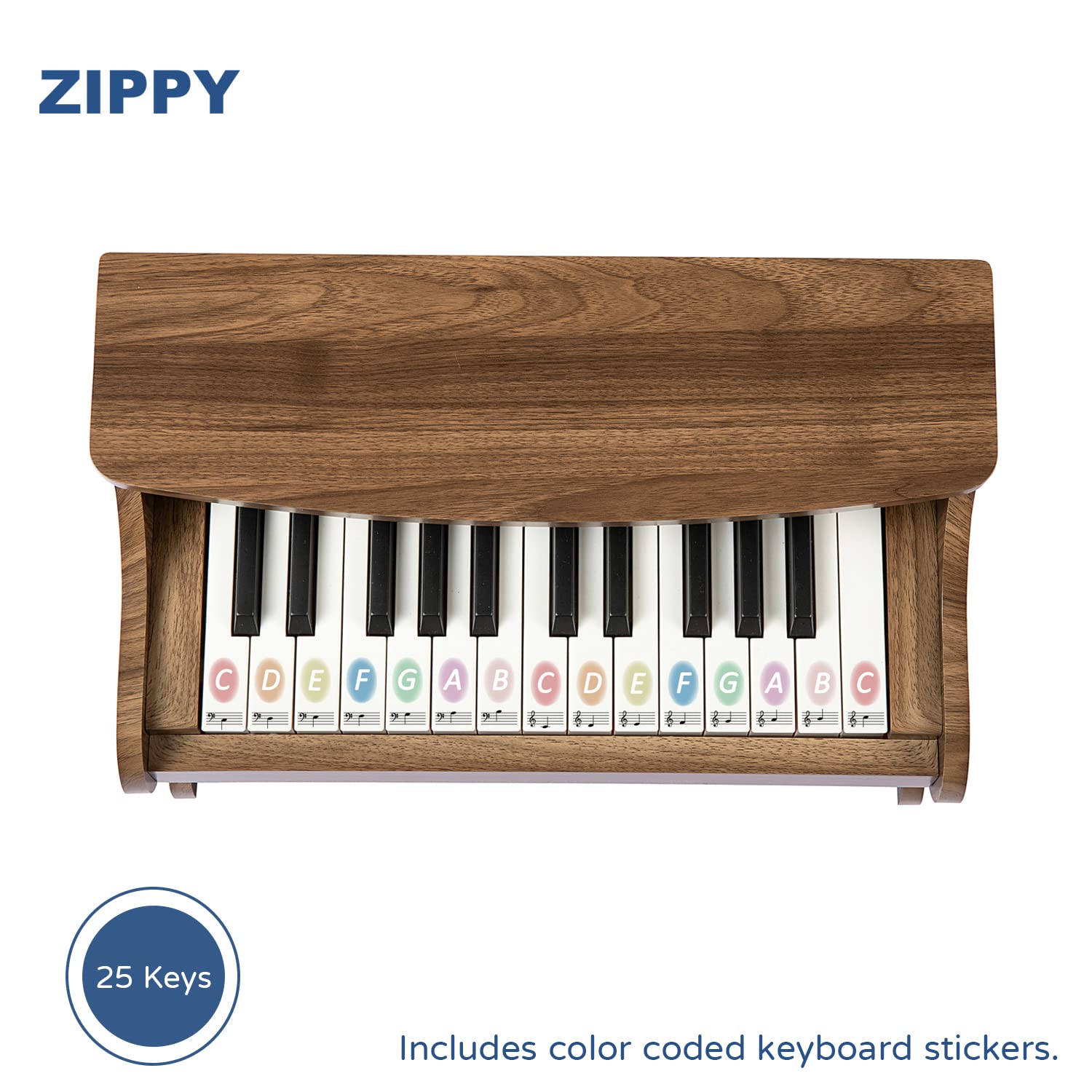 ZIPPY Kids Piano Keyboard, 25 Keys Digital Piano for Kids, Mini Music Educational Instrument Toy, Wood Piano for Toddlers Girls Boys, Black