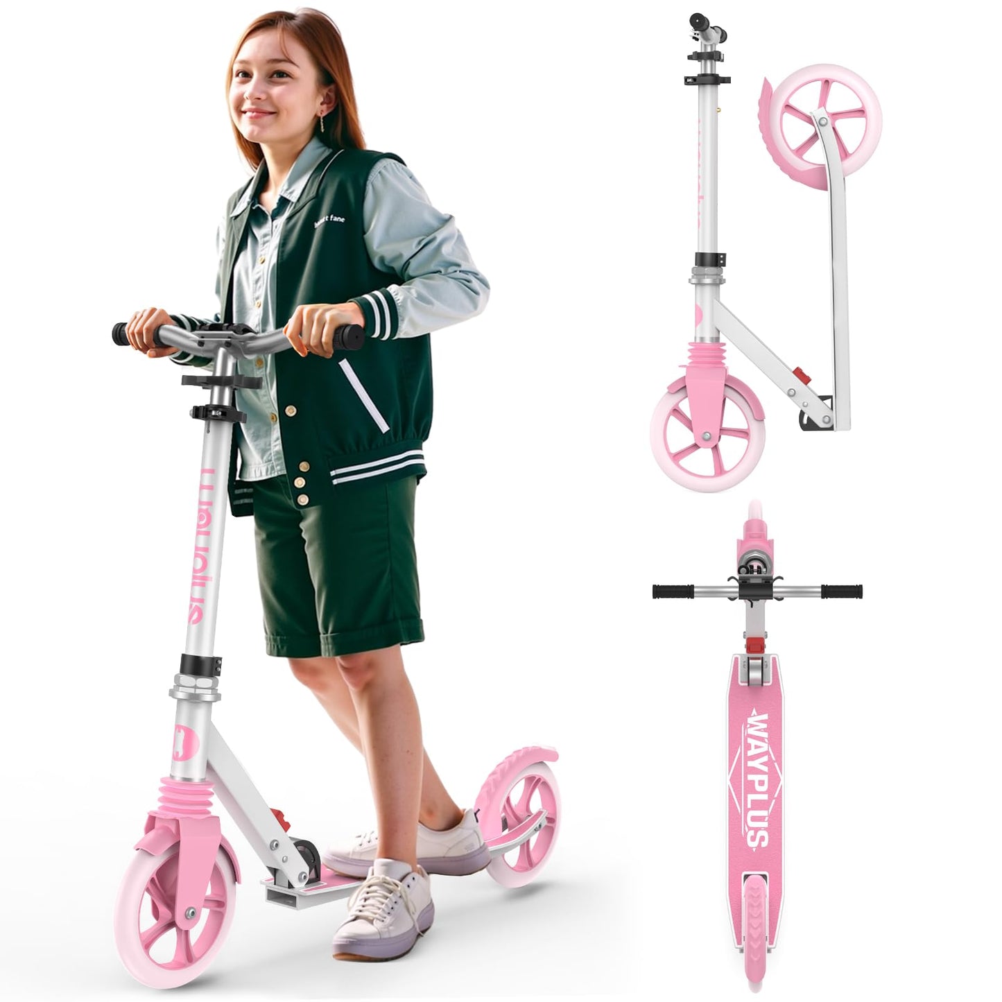 Kick Scooter for Ages 6+,Kid, Teens &amp; Adults. Max Load 240 LBS. Foldable, Lightweight, 8IN Big Wheels for Kids, Teen and Adults, 4 Adjustable Levels. Bearing ABEC9