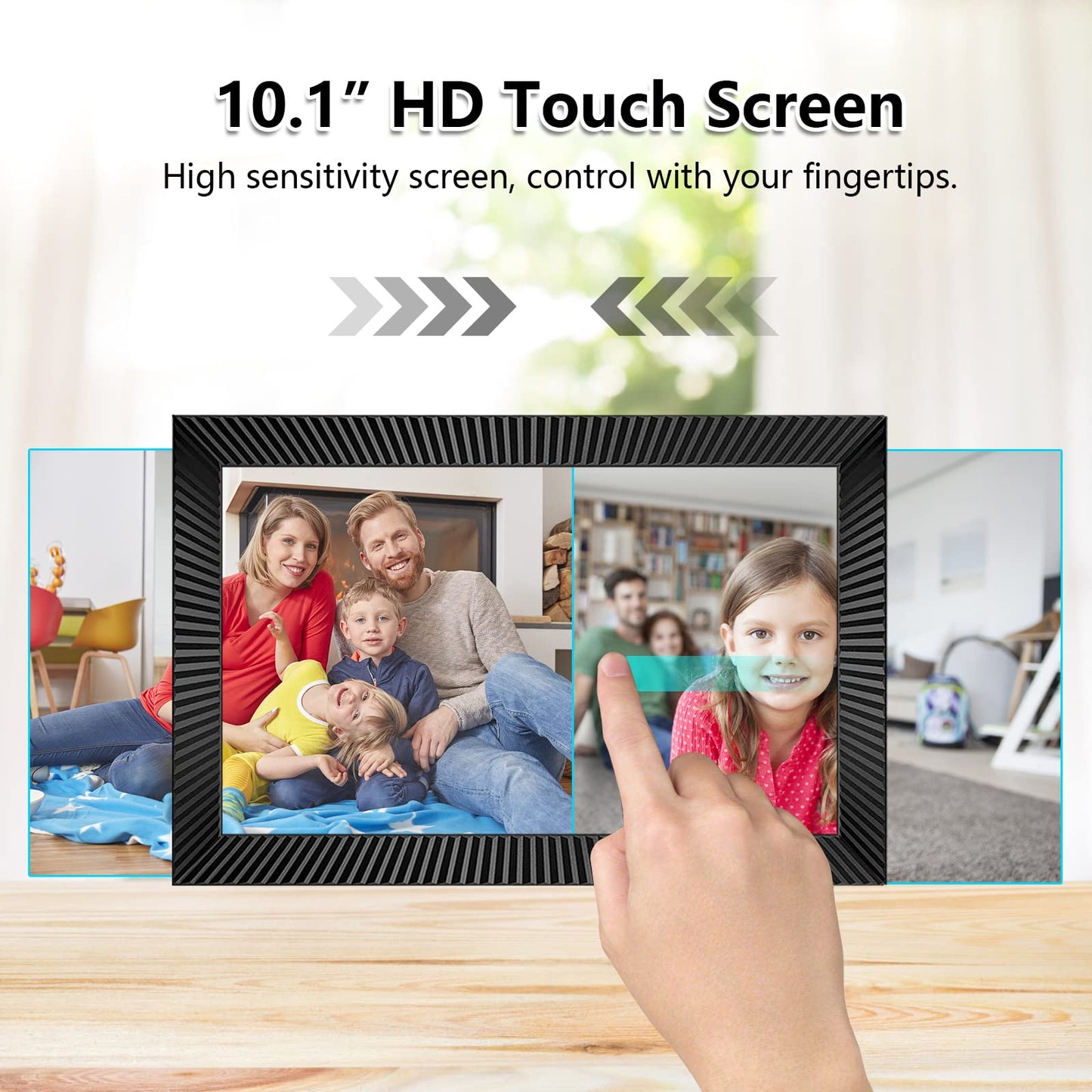 FRAMEO Digital Photo Frame WiFi 32GB 10.1 Inch 1280x800 IPS Touch Screen Digital Picture Frame Easy Setup Share Photo or Video via Frameo APP