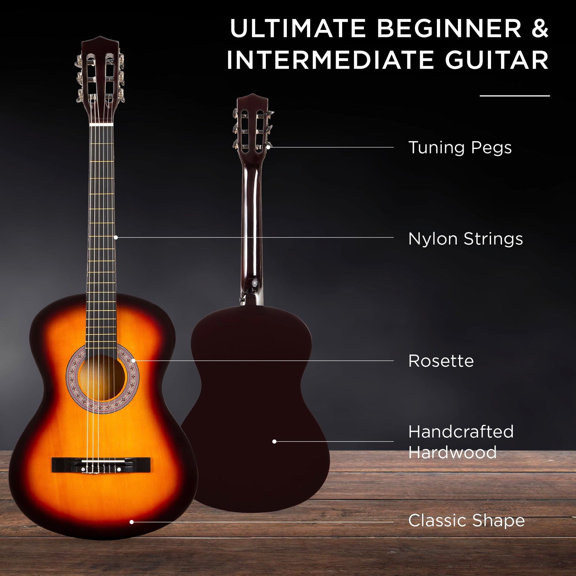 Best Choice Products 30in Kids Acoustic Guitar, All-in-One Beginner Starter Kit w/Strap, Case, Extra Strings, Rosette Inlay - Black