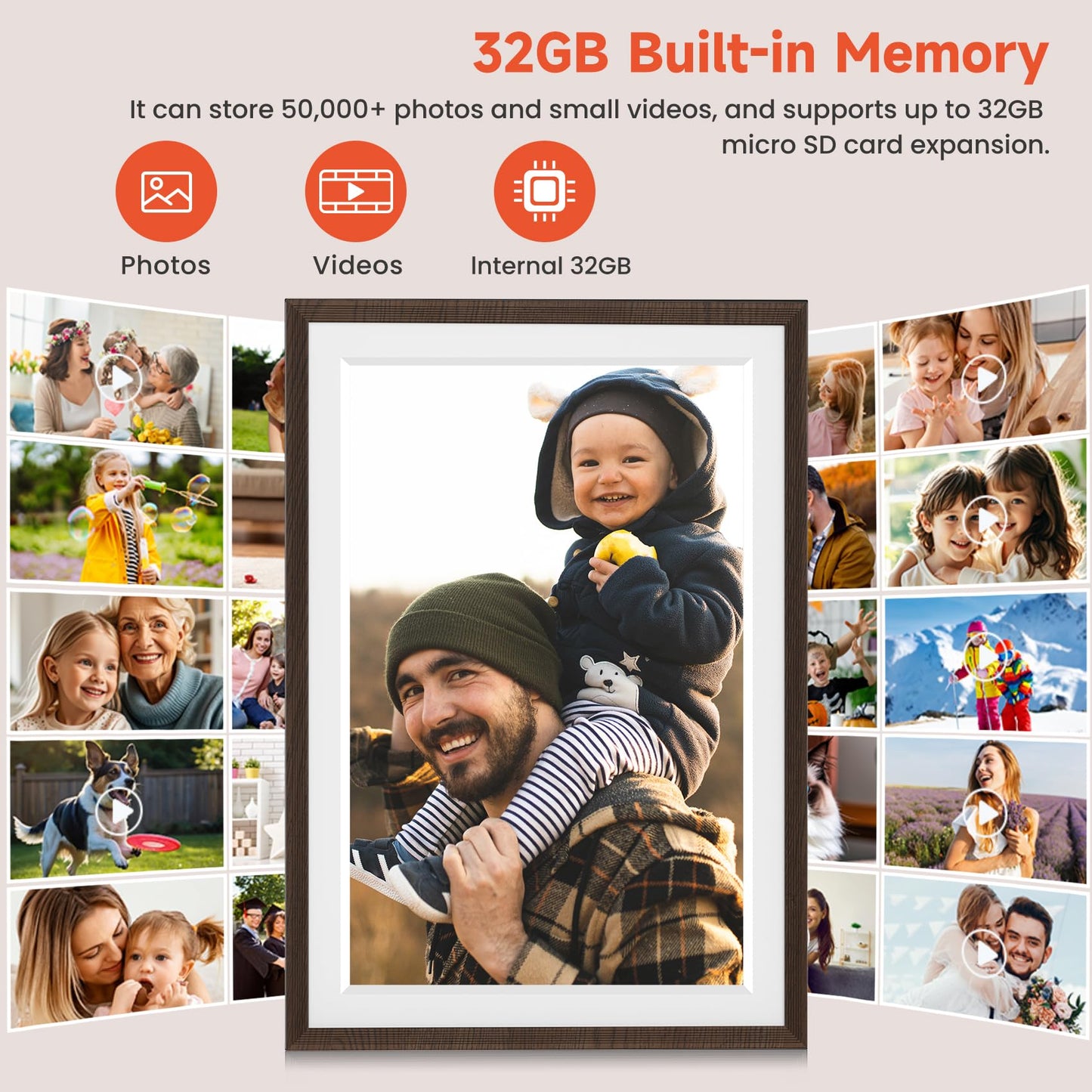 Frameo 10.1" WiFi Digital Picture Frame with 32GB Memory, 1280 x 800 IPS HD Touch Screen Electronic Photo Frame, Auto-Rotate, Slideshow, Wall Mountable, Share Photos/Video Remotely Anywhere