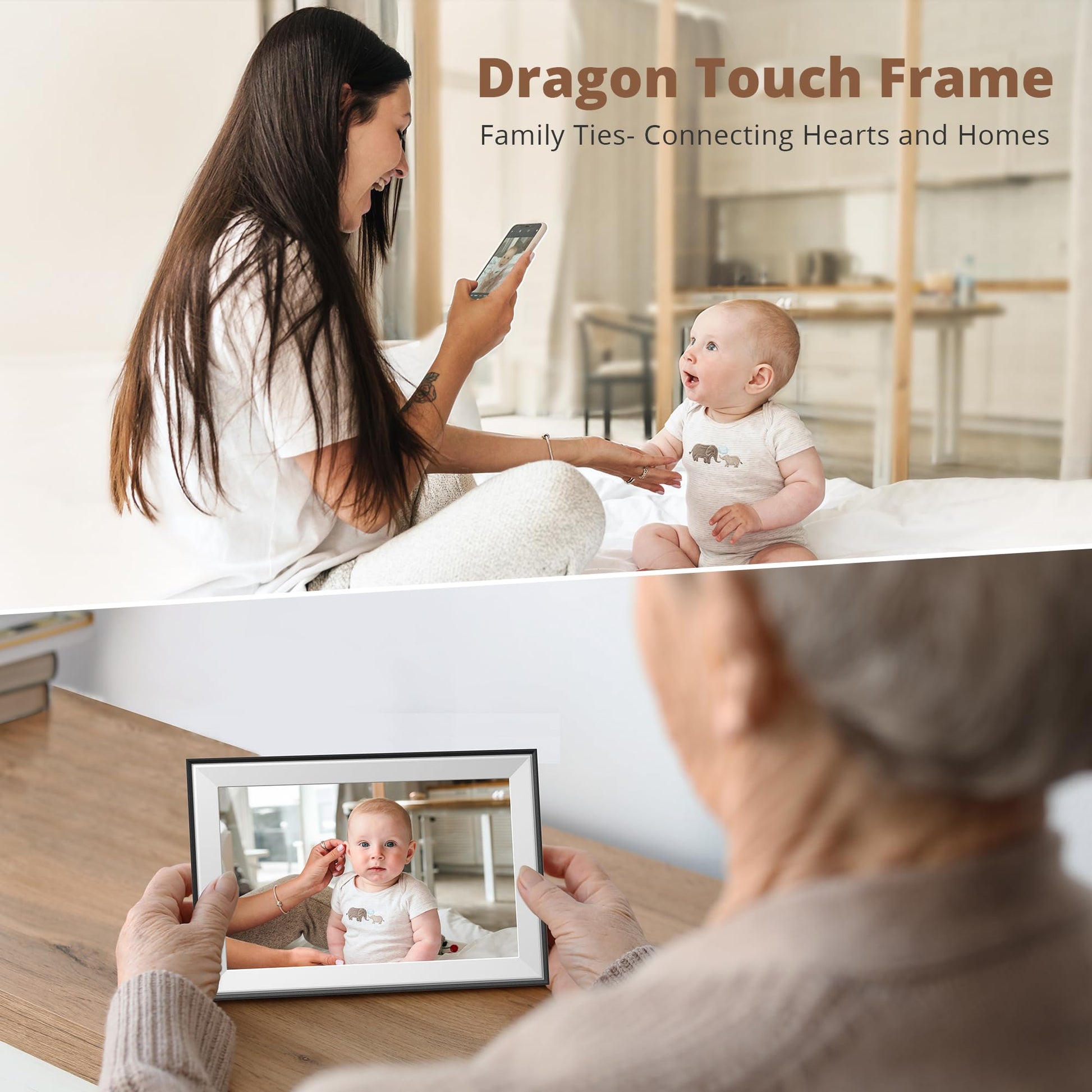 Dragon Touch 10.1'' WIFI Digital Picture Frame - 1280*800 HD IPS Touch Screen Digital Photo Frame Display, Auto-Rotate, Share Photos/Videos Instantly via Free App Best Gifts for Birthday, Wedding, Mom