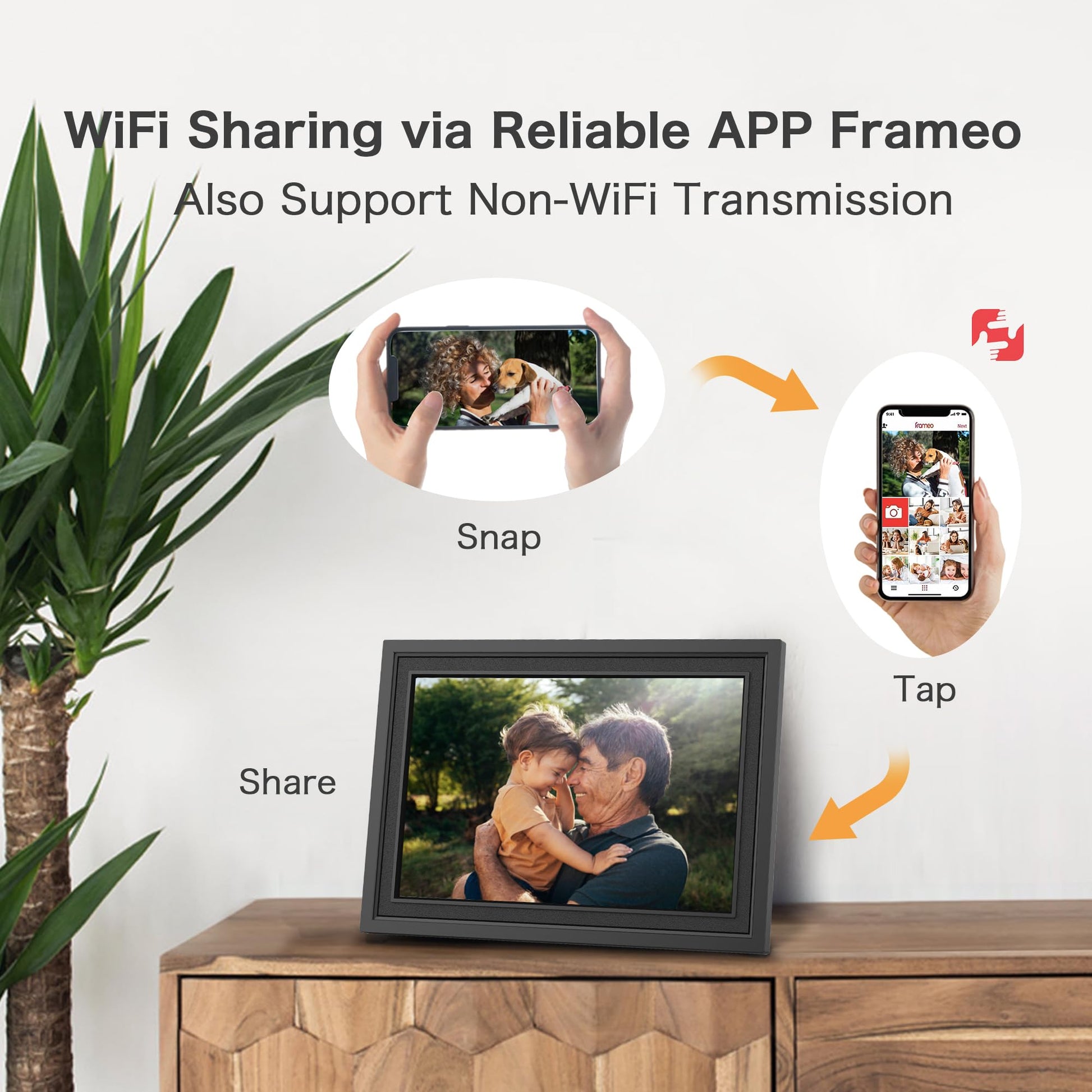 Digital Picture Frame WiFi, 10.1 Inch Frameo Digital Photo Frame 32GB Memory, 1280 * 800 Touch Screen, Auto-Rotate, Share Pictures Videos Instantly, Wedding, Birthday, Gift for Mom, Dad, Grandparents