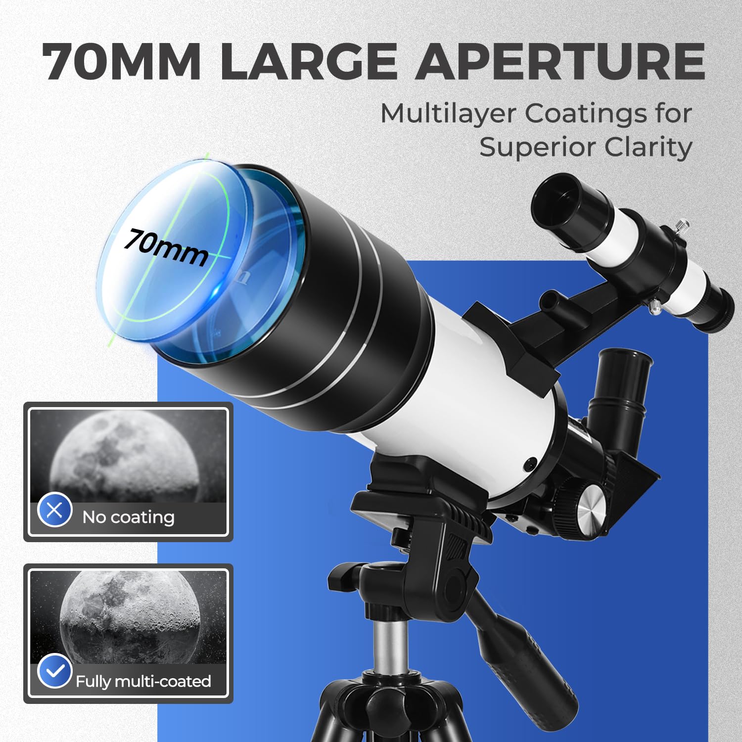 ESAKO Telescope for Adults &amp; Beginners, Astronomical Portable 80mm Aperture Telescope with Phone Adapter, Wireless Remote &amp; Carry Bag