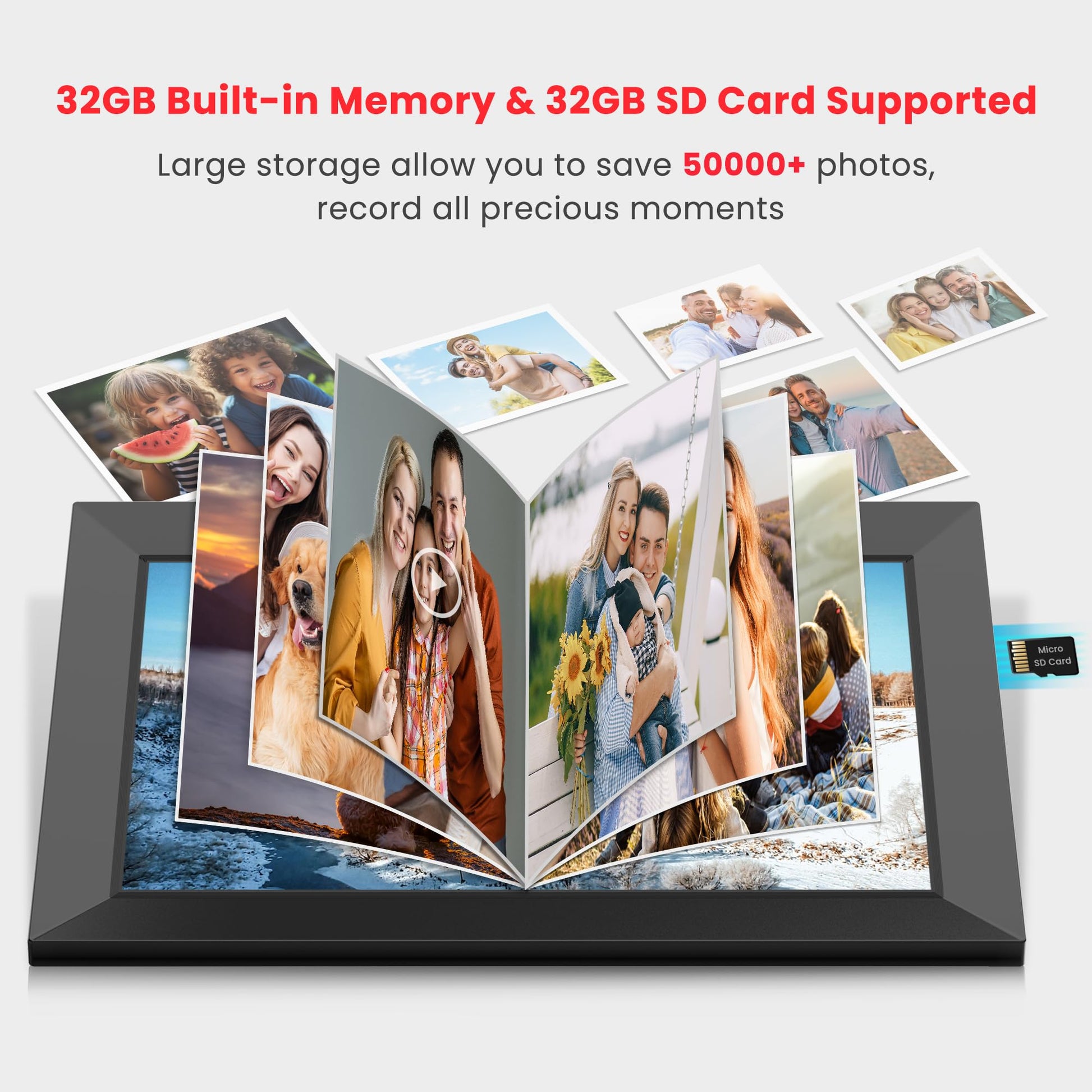 Frameo 10.1 Inch Digital Picture Frame, Smart WiFi Electronic Photo Frame with HD IPS Touch Screen Slideshow Display 32GB Memory Auto-Rotate Wall Mount, Share Photos/Videos from Phone by Frameo App