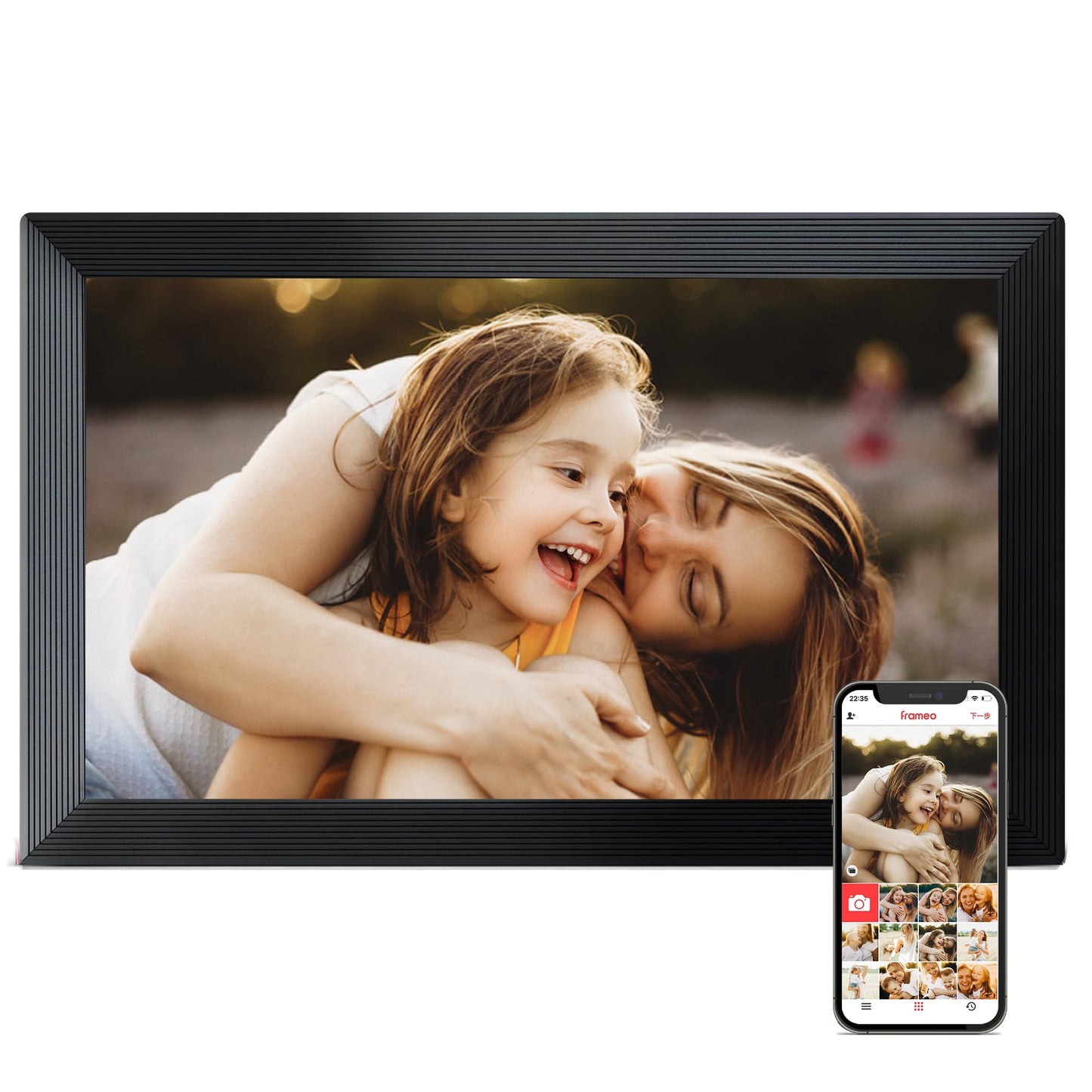 Digital Picture Frame WiFi, 10.1 Inch Frameo Digital Photo Frame 32GB Memory, 1280 * 800 Touch Screen, Auto-Rotate, Share Pictures Videos Instantly, Wedding, Birthday, Gift for Mom, Dad, Grandparents