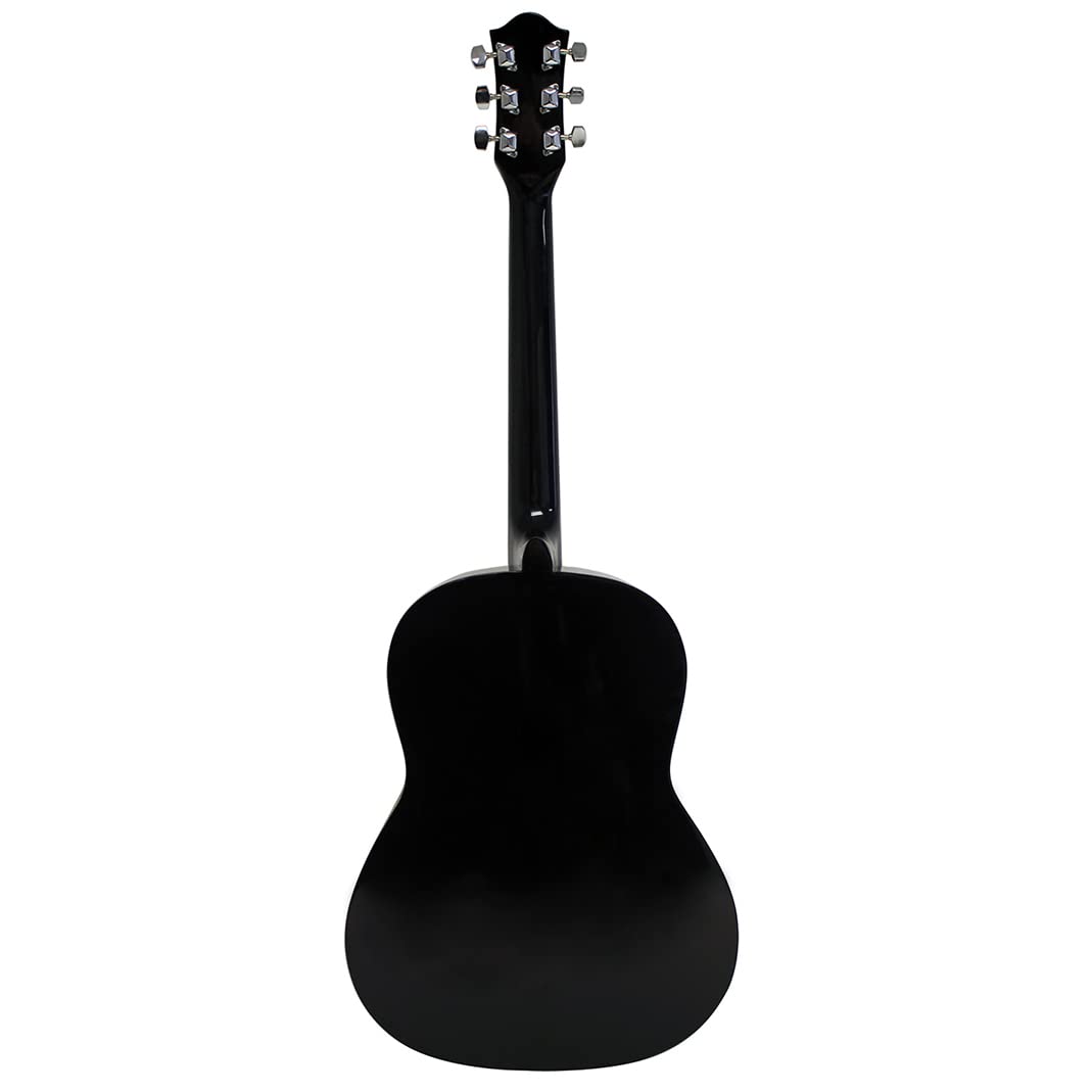 RockJam Acoustic Guitar Superkit Includes Stand, Gig Bag, Tuner, Picks, Plectrum Holder, Spare Strings &amp; Online Lessons 6 Pack, Right, Black, Full (RJW-101-BK-PK)