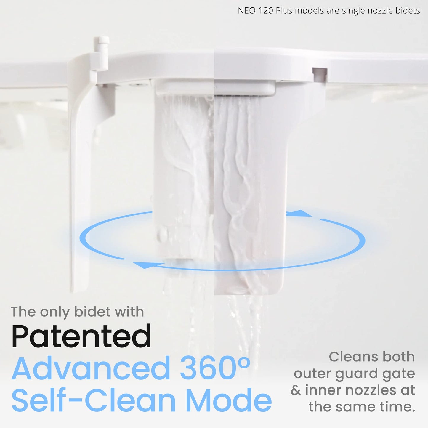 LUXE Bidet NEO 185 Plus - Patented Bidet Attachment for Toilet Seat, Innovative Hinges to Clean, Slide-in Easy Install, Advanced 360° Self-Clean, Dual Nozzles, Feminine &amp; Rear Wash (Chrome)