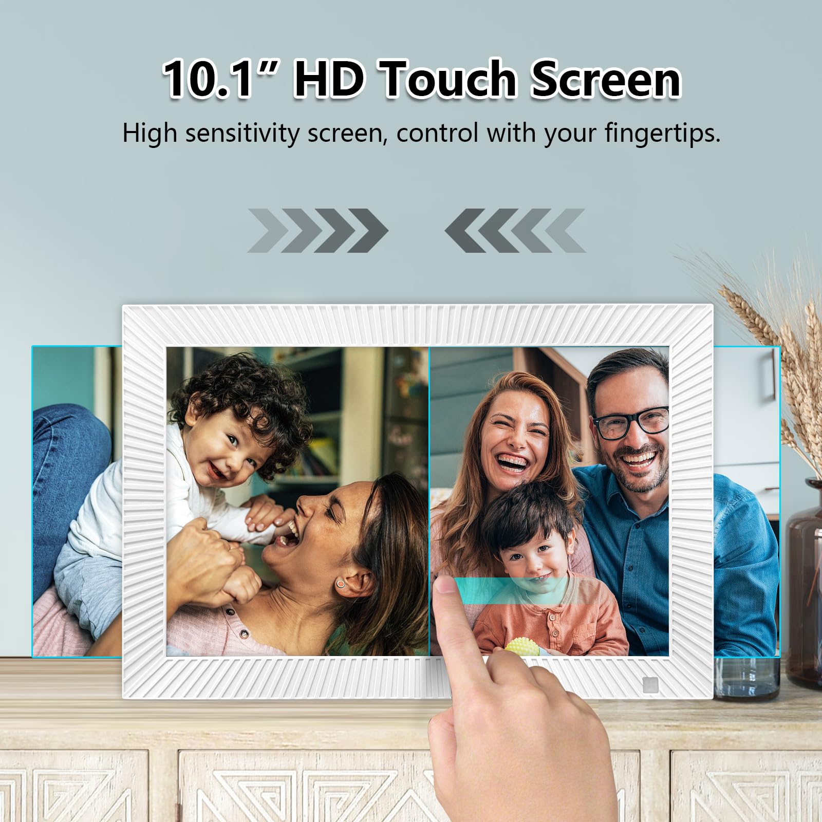 FRAMEO Digital Photo Frame WiFi 32GB 10.1 Inch 1280x800 IPS Touch Screen Digital Picture Frame Easy Setup Share Photo or Video via Frameo APP