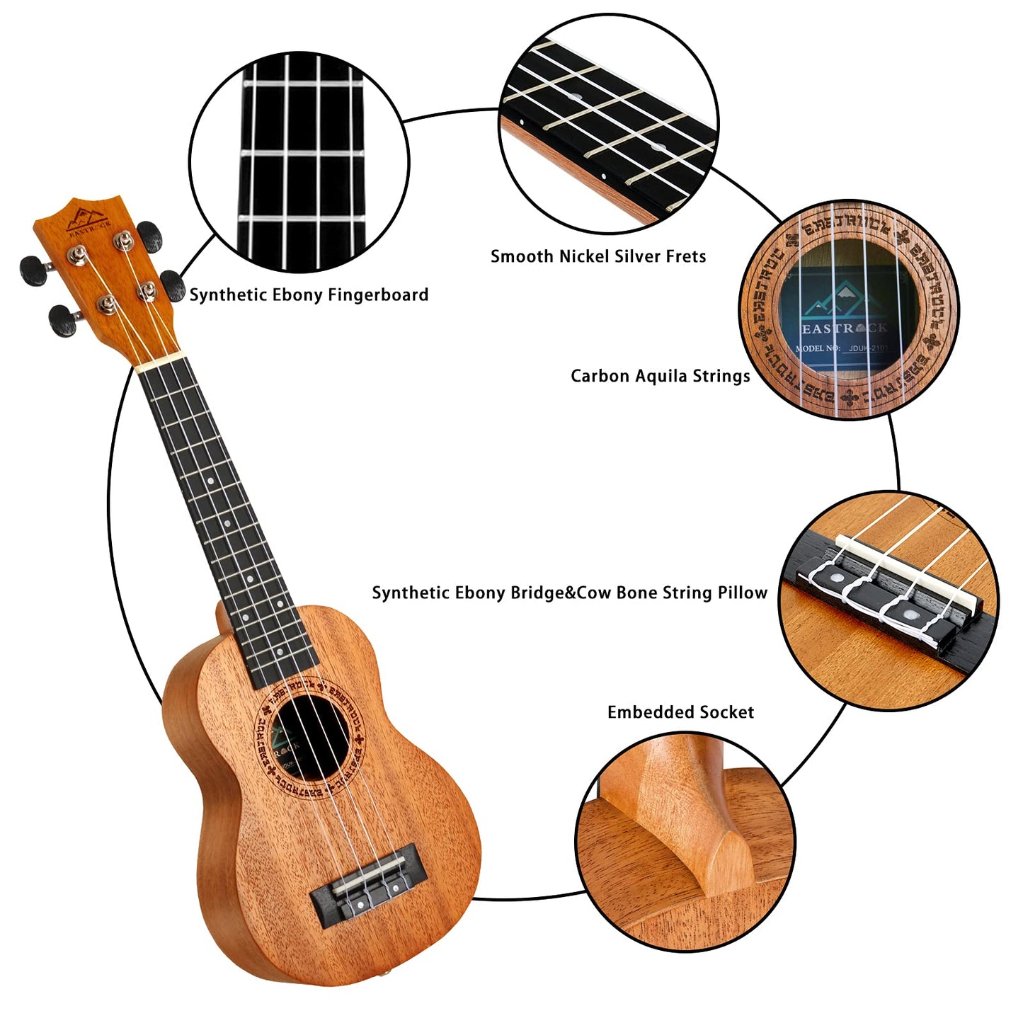 EASTROCK Concert Ukulele Mahogany Beginner 23 inch Ukelele Big Package Kit. Ukulele Ukalalee Suitable for adults, Beginners. (23-Mahogany)