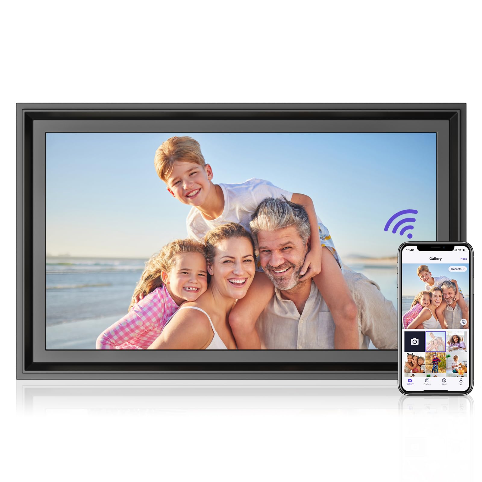 10.1 Inch WiFi Digital Picture Frame, 1280x800HD IPS Touch Screen Digital Photo Frame Electronic,16GB Memory, Auto-Rotate, Wall Mountable, Share Photos/Videos Instantly via Uhale App from Anywhere