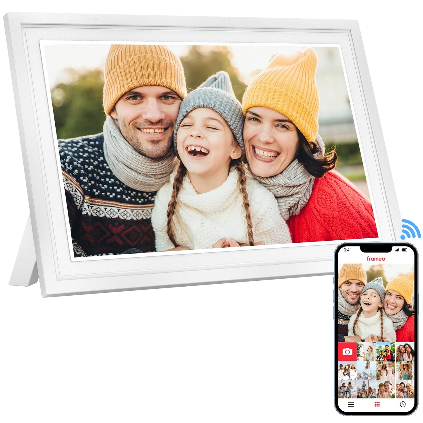 Frameo 10.1 Inch Smart WiFi Digital Picture Frame, 32GB Memory, 1280x800 HD IPS Touchscreen, Digital Photo Frame, Auto-Rotate, Wall Mountable, Share Moments from Anywhere, for Family, Friends-Black