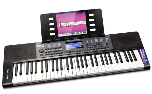 RockJam 61 Key Keyboard Piano with Pitch Bend, Power Supply, Sheet Music Stand, Piano Note Stickers &amp; Simply Piano Lessons