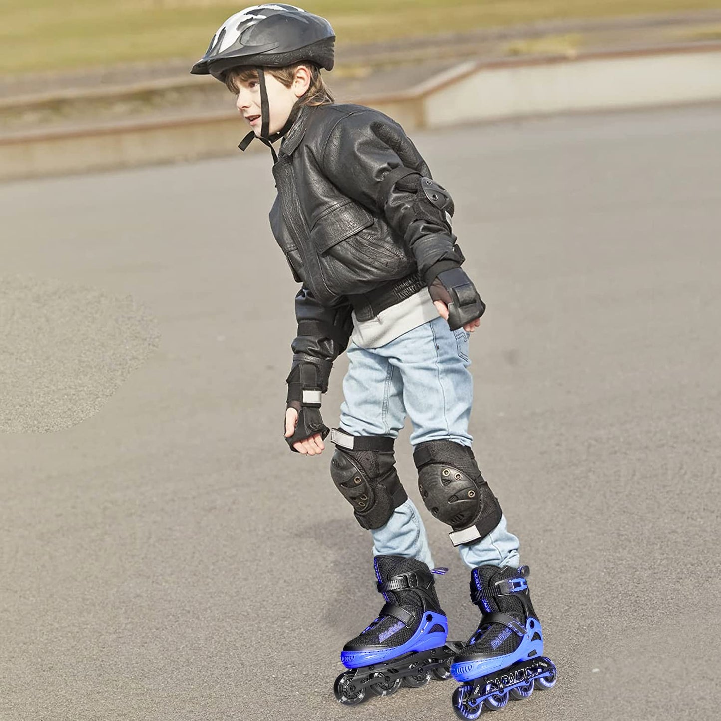 PAPAISON Adjustable Inline Skates for Kids and Adults with Full Light Up Wheels, Outdoor Roller Skates for Girls and Boys, Men and Women