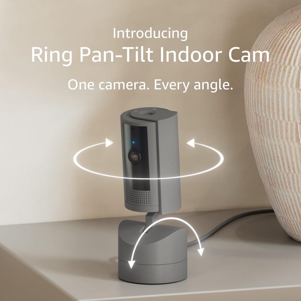 Ring Pan-Tilt Indoor Cam | See all around with 360° pan coverage, HD video, plus Two-Way Talk (2024 release) | White