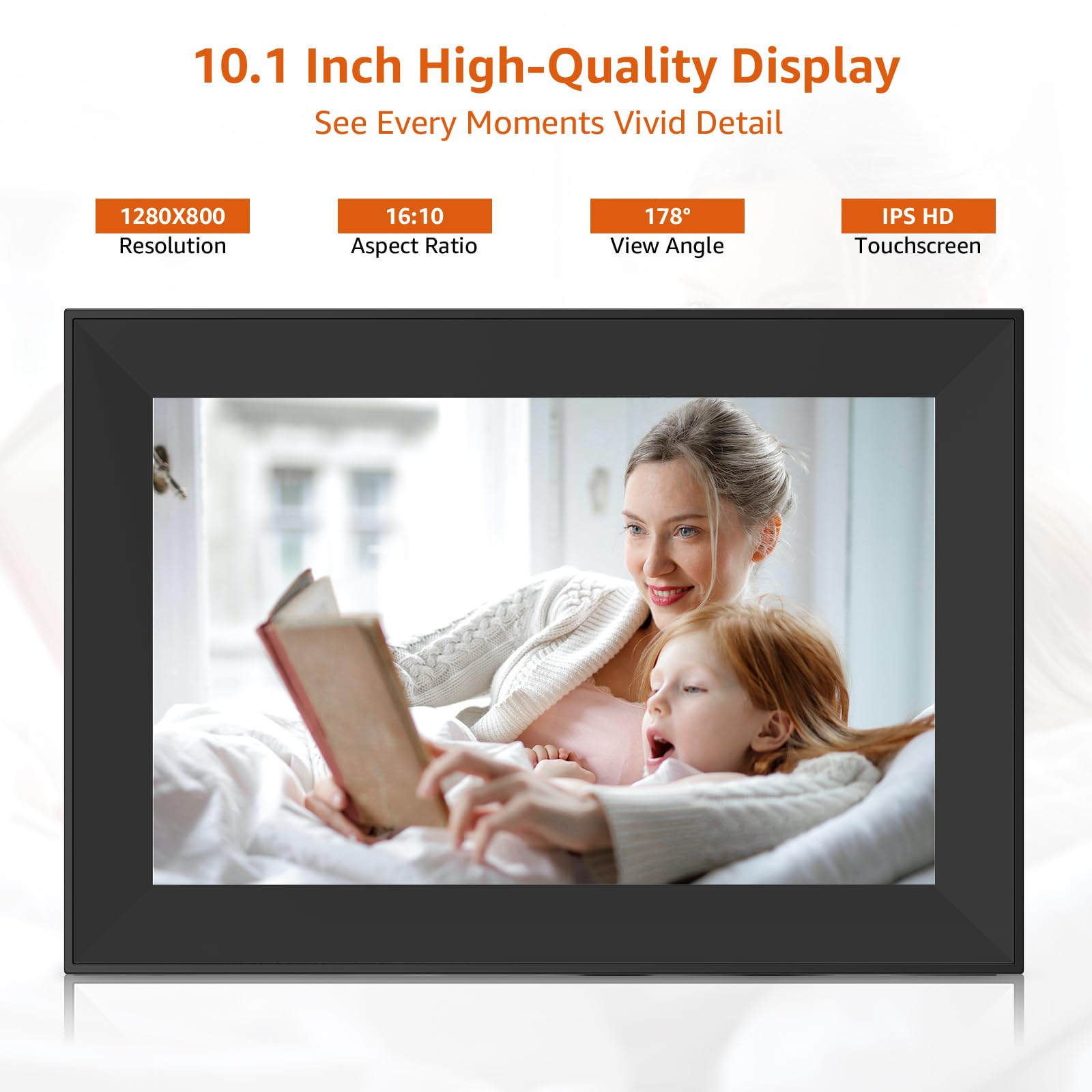 Frameo 10.1 inch Digital Picture Frame WiFi Smart Digital Photo Frame Wood IPS HD 1280 * 800 1080P Touch Screen Auto-Rotate Easy Setup to use Free Share Photos and Videos Gift for mon Father Women