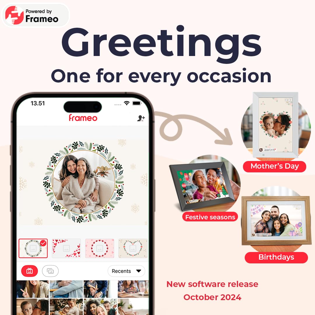 Digital Picture Frame WiFi, 10.1 Inch Frameo Digital Photo Frame 32GB Memory, 1280 * 800 Touch Screen, Auto-Rotate, Share Pictures Videos Instantly, Wedding, Birthday, Gift for Mom, Dad, Grandparents