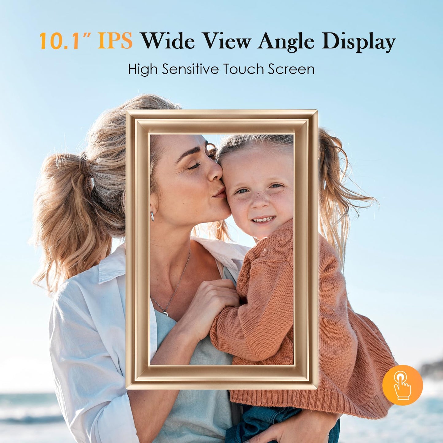 10.1 Inch WiFi Digital Picture Frame, 1280x800HD IPS Touch Screen Digital Photo Frame Electronic,16GB Memory, Auto-Rotate, Wall Mountable, Share Photos/Videos Instantly via Uhale App from Anywhere