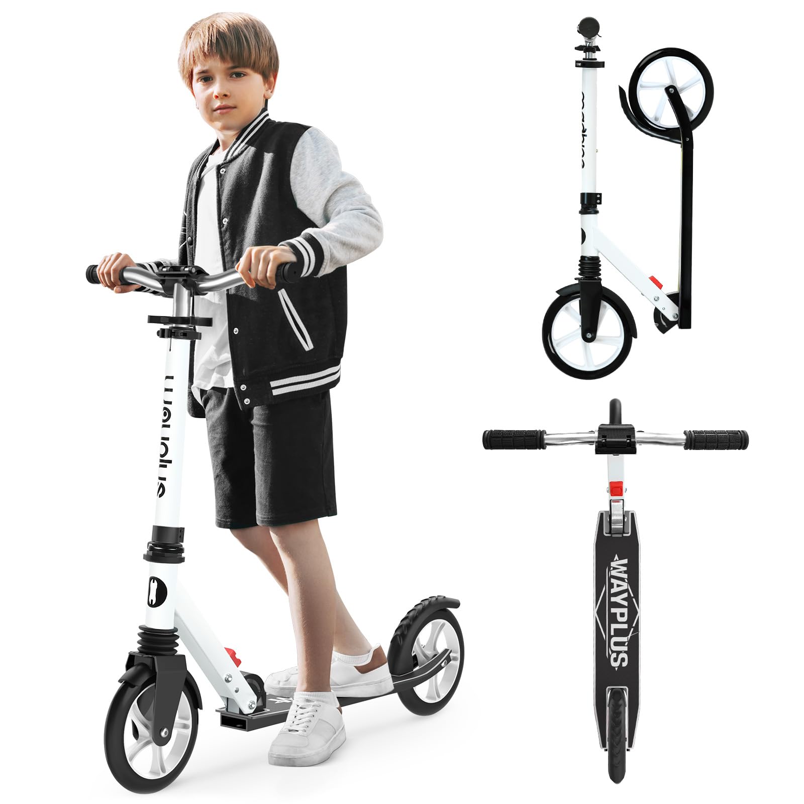 Kick Scooter for Ages 6+,Kid, Teens &amp; Adults. Max Load 240 LBS. Foldable, Lightweight, 8IN Big Wheels for Kids, Teen and Adults, 4 Adjustable Levels. Bearing ABEC9