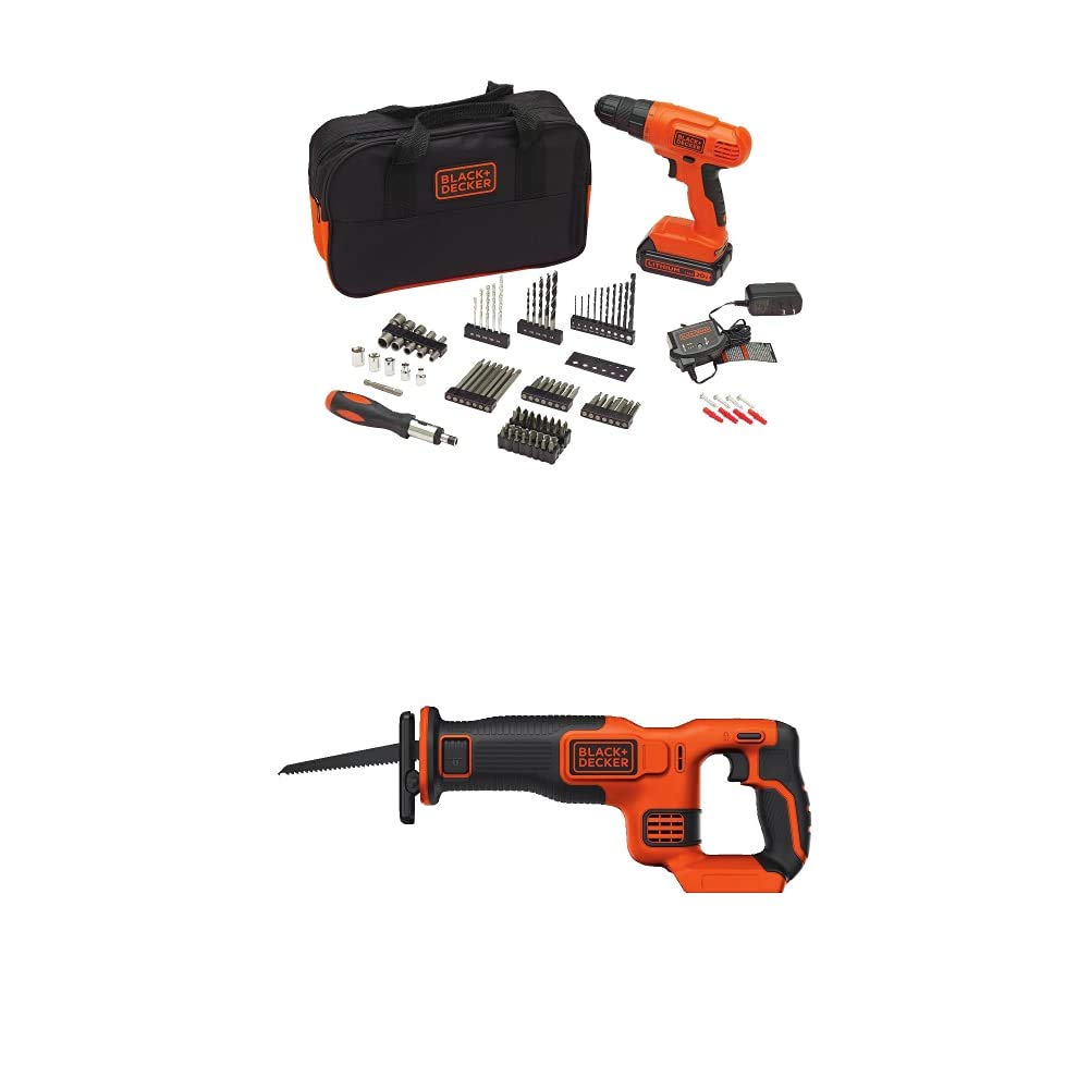 BLACK+DECKER 20V MAX Drill/Drill Bit Set with MarkIT Picture Hanging Tool Kit (BDC120VA100 &amp; BDMKIT101C)