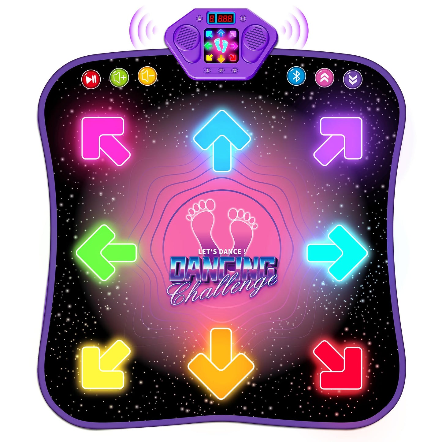 Flooyes Dance Mat Toys for 3-12 Year Old Kids, Electronic Dance Pad with Light-up 6-Button Wireless Bluetooth, Music Dance with 5 Game Modes, Birthday Toys Gifts for 3 4 5 6 7 8 9 10+ Year Old Girls