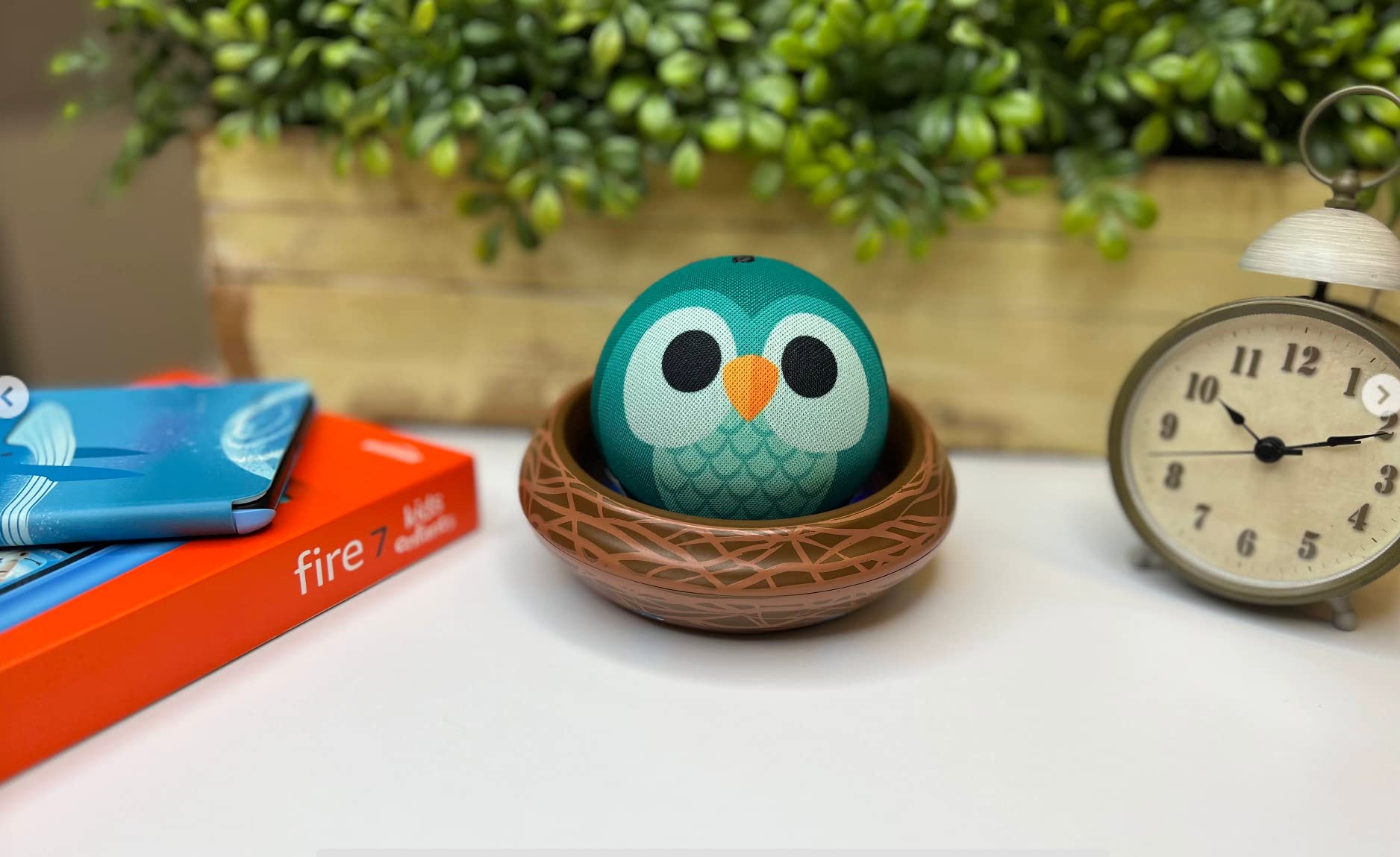 Amazon Echo Dot Kids (newest model), Designed for kids, with parental controls, Includes 1 Year of Amazon Kids+, Owl